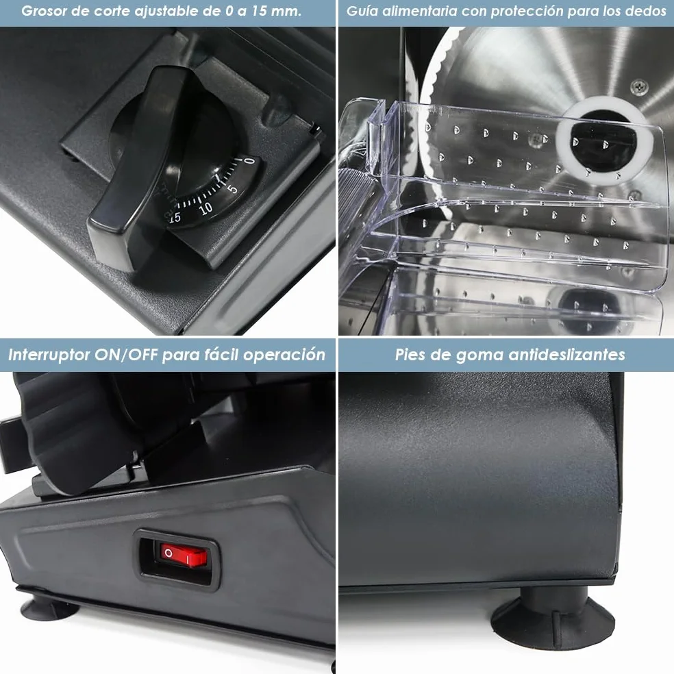 Elite Gourmet EMT-625B Ultimate Precision Electric Deli Food Meat Slicer, zdejmowane ostrze ze stali nierdzewnej, regulowana grubość, idealna do wędlin, twardych serów, warzyw i chleba, 18 cm, czarna