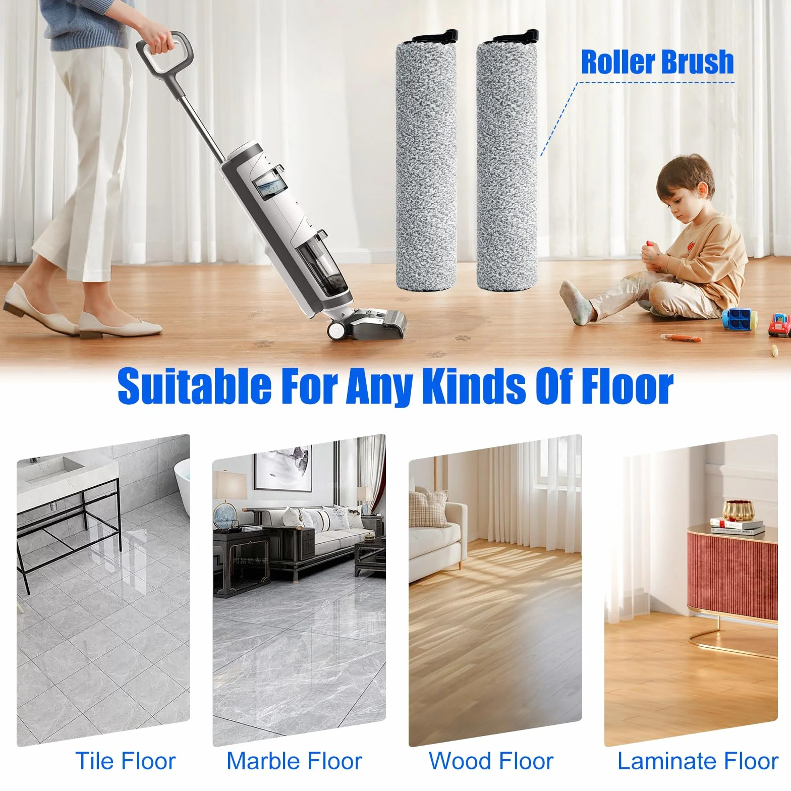 Wymienne Szczotki Rolkowe do Tineco Floor ONE S3 iFloor 3 Breeze, Mokro i Sucho