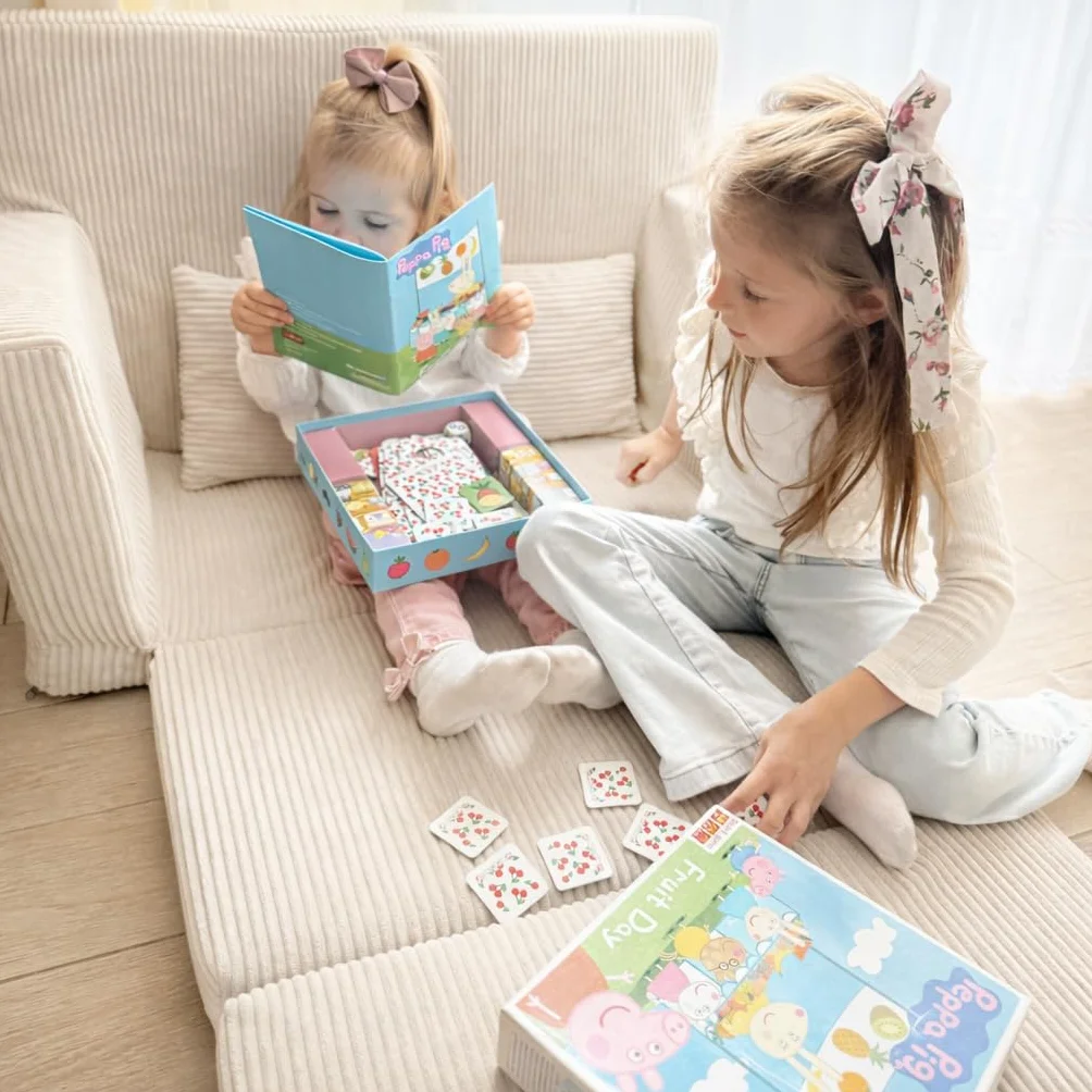 Flumi Sofa dziecięca piankowa Kanapa rozkładana dla dzieci sztruks beżowy