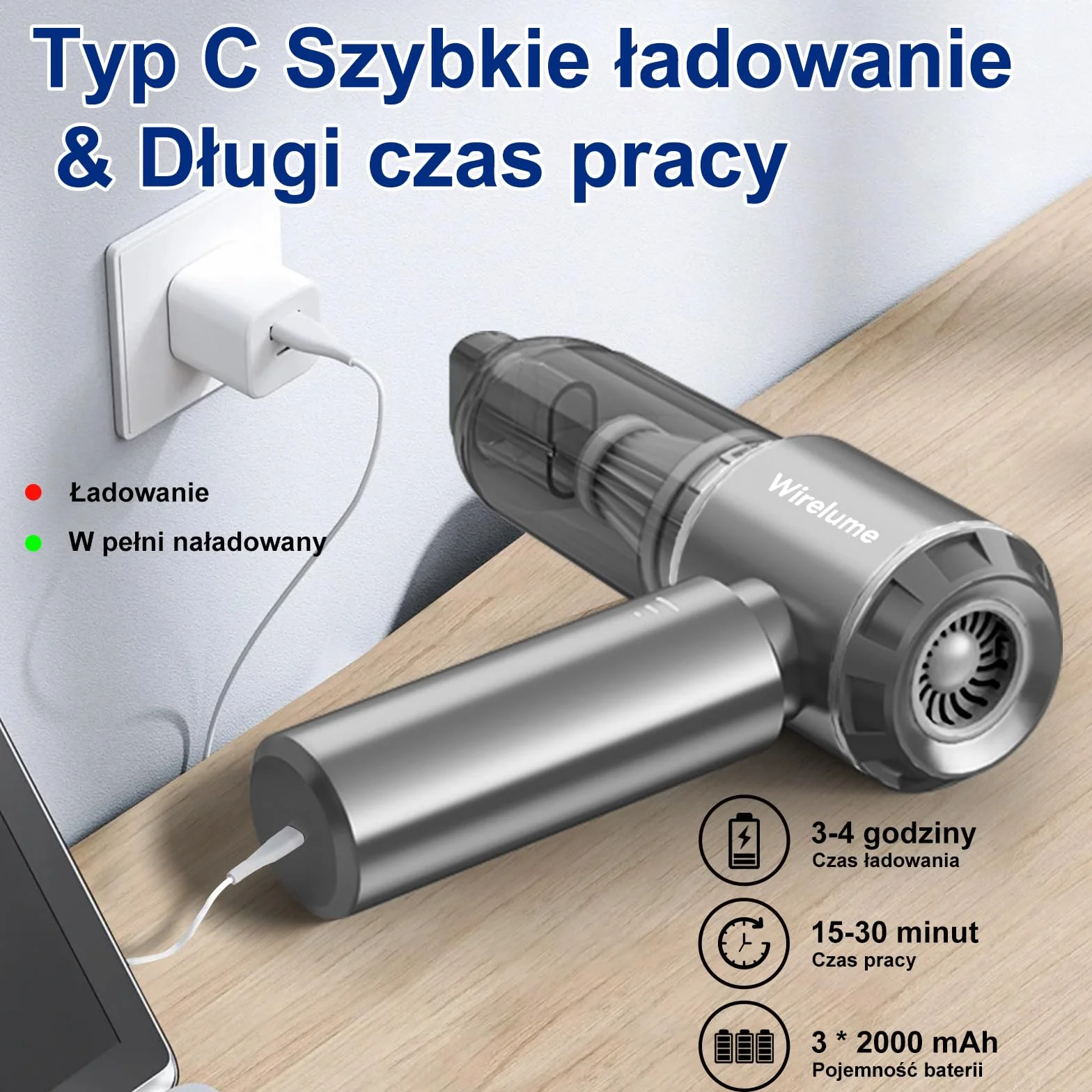 Bezprzewodowy Odkurzacz Ręczny Odkurzacz Samochodowy Miniodkurzacz mocny 22000Pa Mocny cyklonowy silnik ssący bezszczotkowy przenośny akumulatorowy lekki do sierści zwierząt pojazd biuro