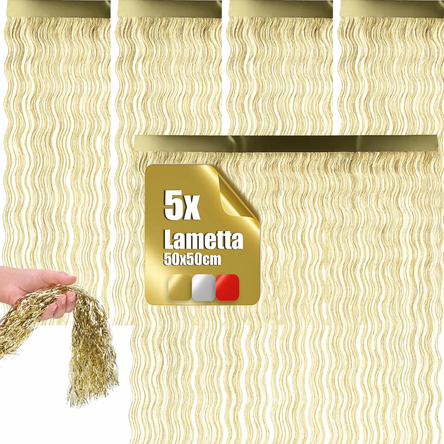 com-four® Lametta zlota girlanda swiateczna 50 cm ozdoba na choinke