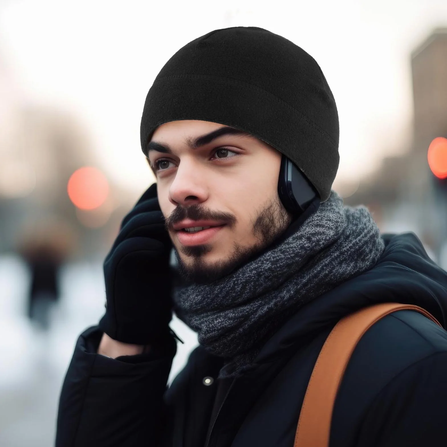 WLLHYF 1 sztuki zimowa ciepła czapka z czaszką wiatroszczelna czapka do zegarka gruba miękka polarowa czapka beanie dla mężczyzn kobiet sport na zewnątrz czarna, Czarny, rozmiar uniwersalny