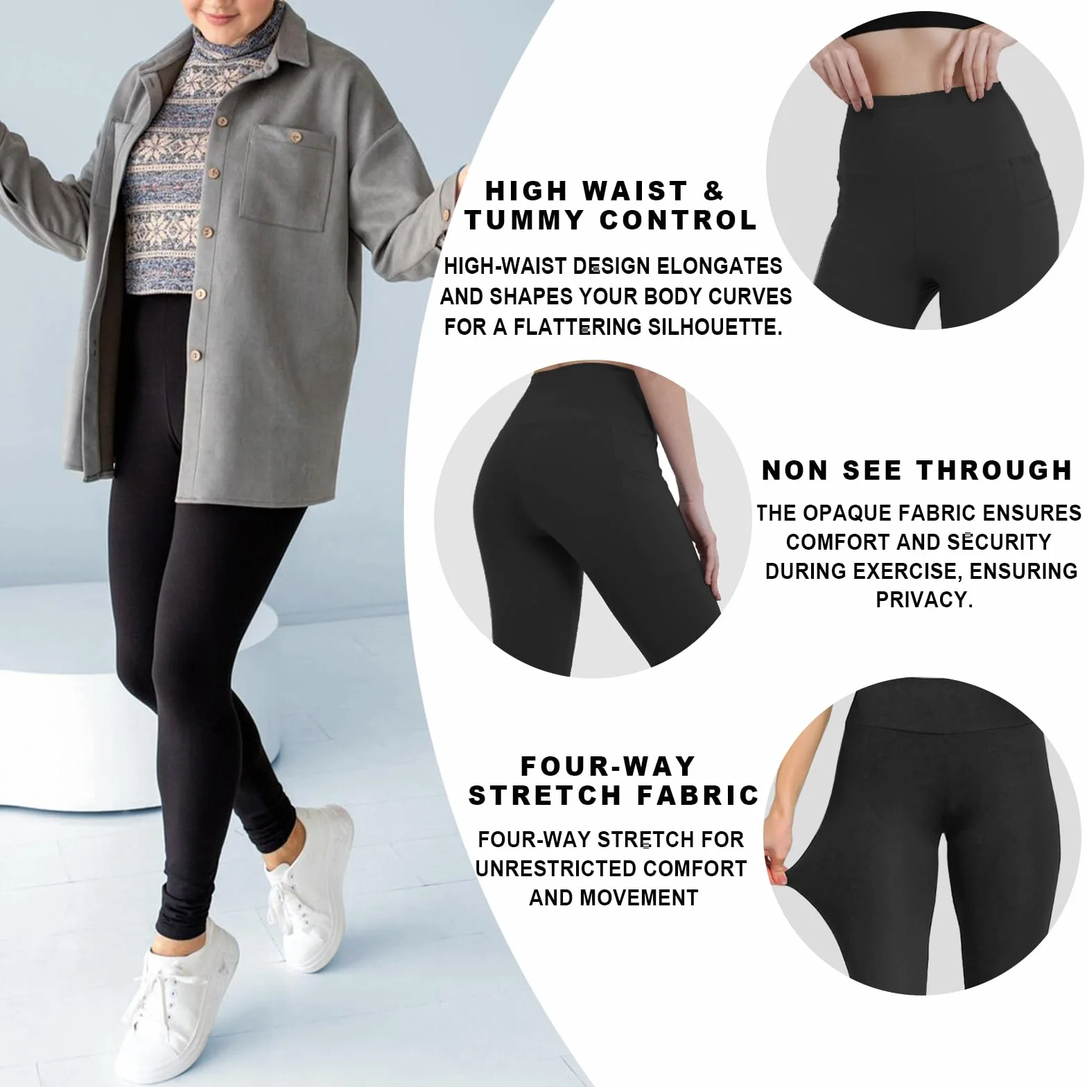 Merlvida Damskie legginsy sportowe z wysokim stanem z kieszeniami, odporne na przysiady, długie spodnie treningowe z kontrolą brzucha, legginsy gimnastyczne, rozciągliwe spodnie do jogi