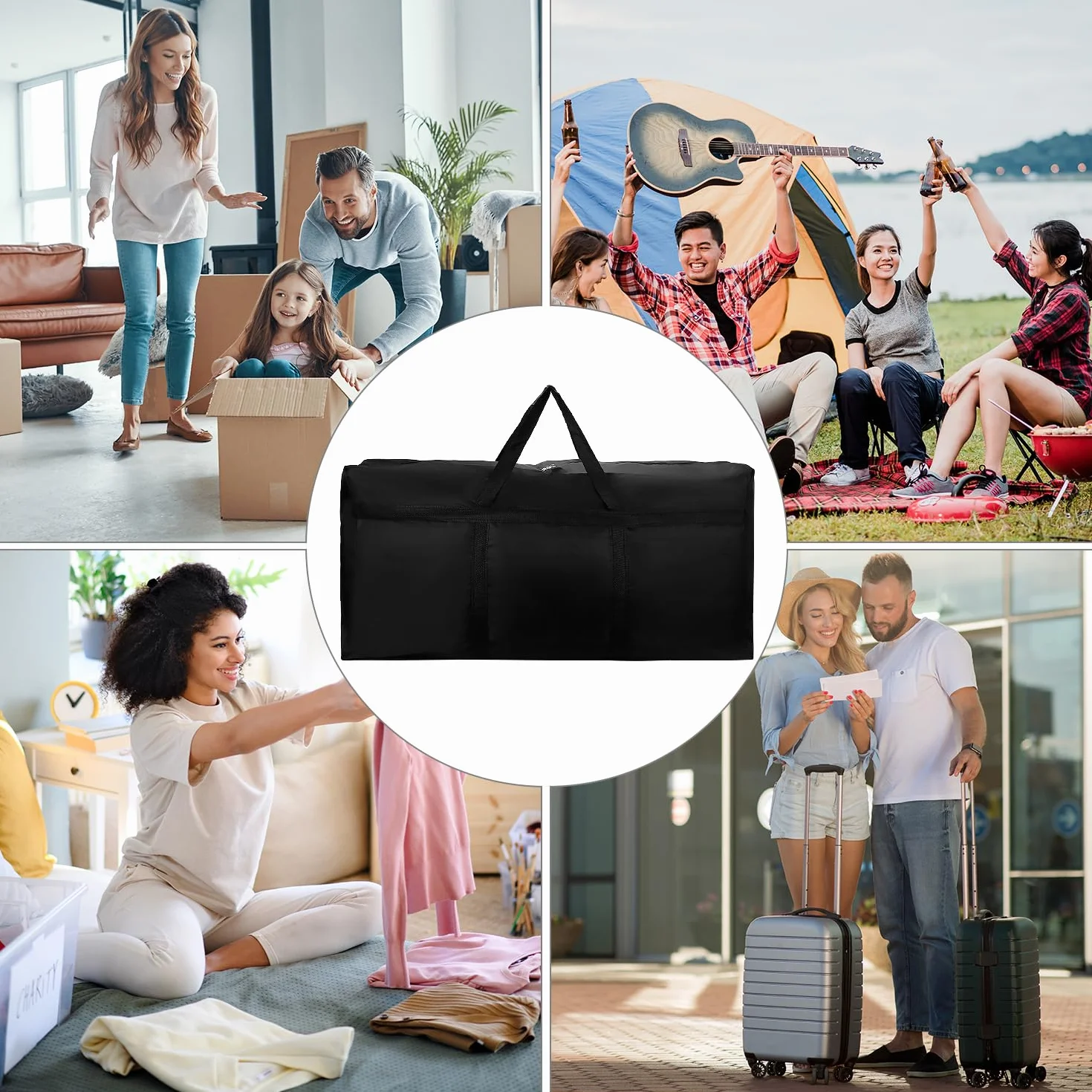 QWORK torba do przechowywania 120L wodoodporna Oxford 90x48x25 cm