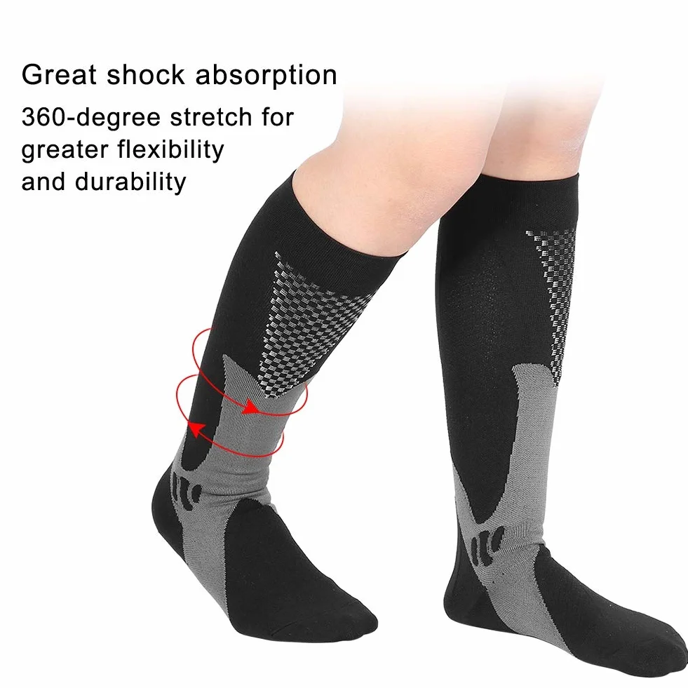 Unisex-Kompressionsstrümpfe, kniehohe Stützstrümpfe Stretch-Beinstützenstrümpfe für Frauen und Männer, die Reiseflugsport pflegen(L/XL-Schwarz)