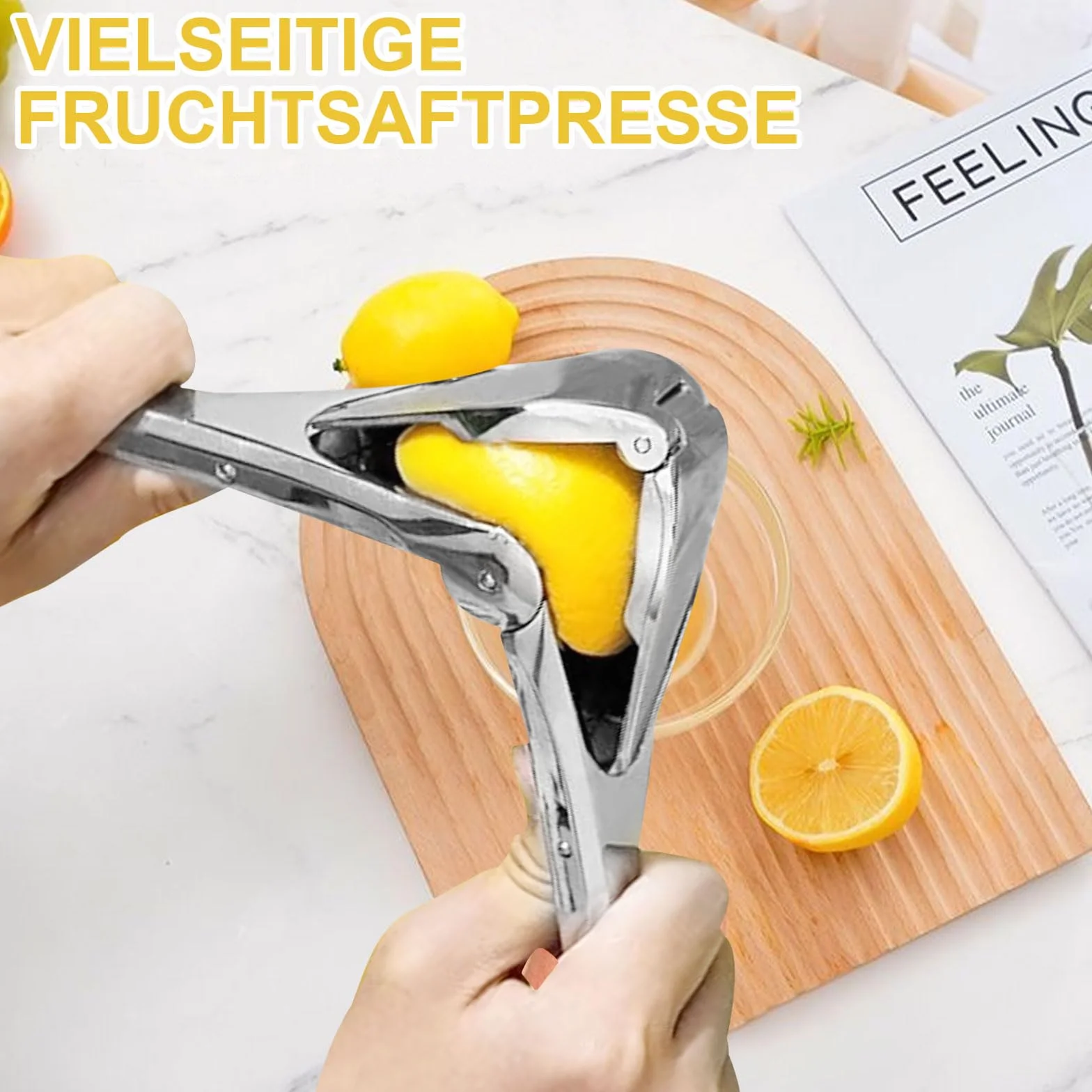 Ręczna Wyciskarka do Cytrusów Premium ze Stali Nierdzewnej, do Cytryn, Limonki i Pomarańczy, Solidna Prasa do Soków, Można Myć w Zmywarce, Ulepszony Model 2025