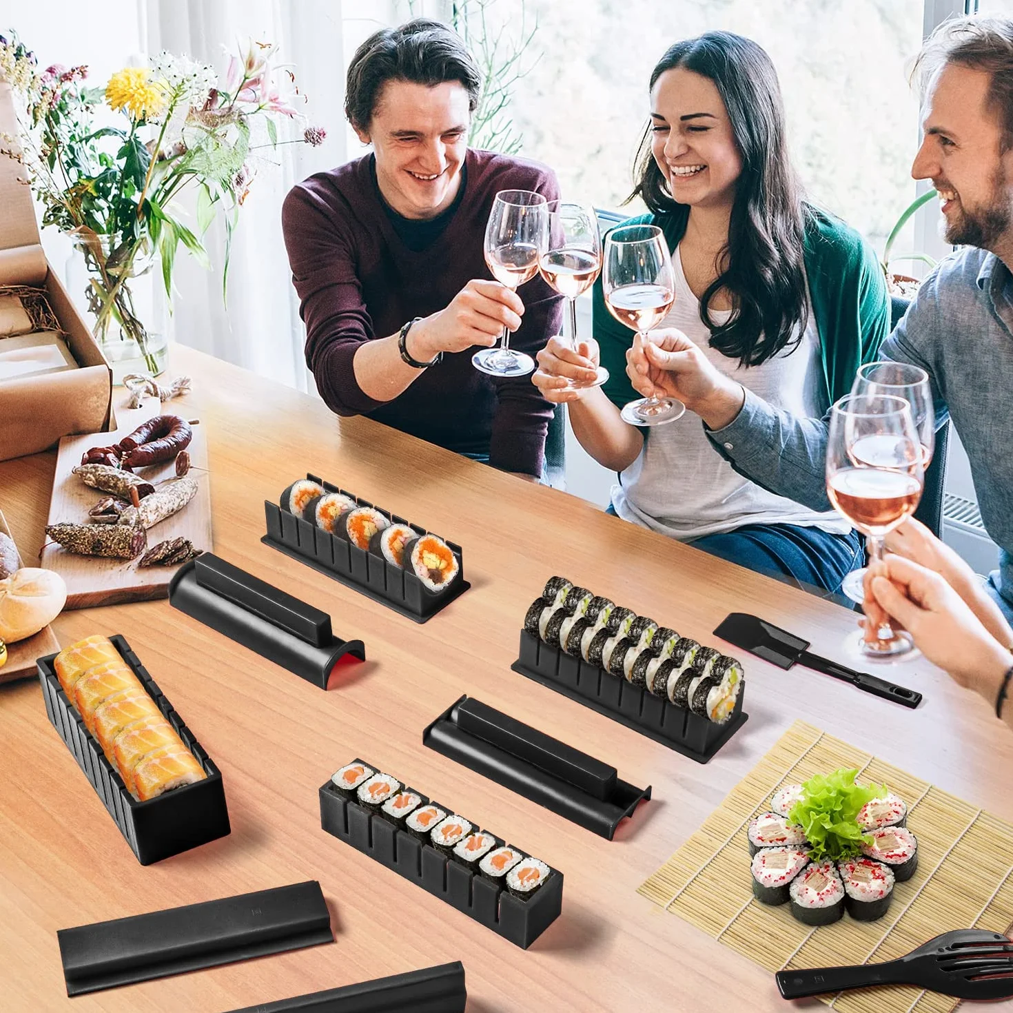 Sushi Maker Zestaw do Robienia Sushi 17 szt Domowy dla początkujących Prezent Czarny