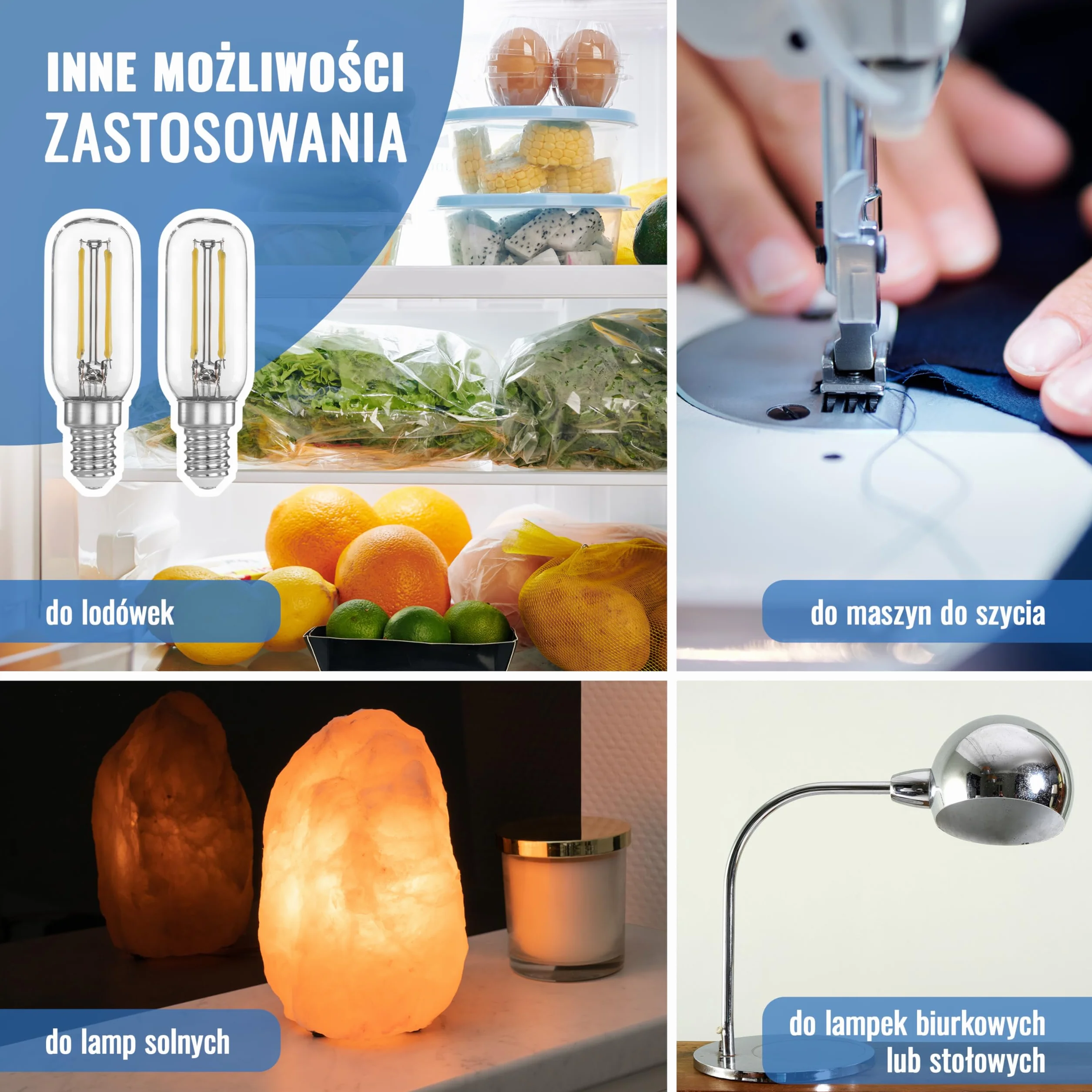 Poppstar żarówki LED do okapów, pochłaniaczy, wyciągów kuchennych (E14, 4W, 440 lm (40W), 6000K zimna biel), 2 sztuki