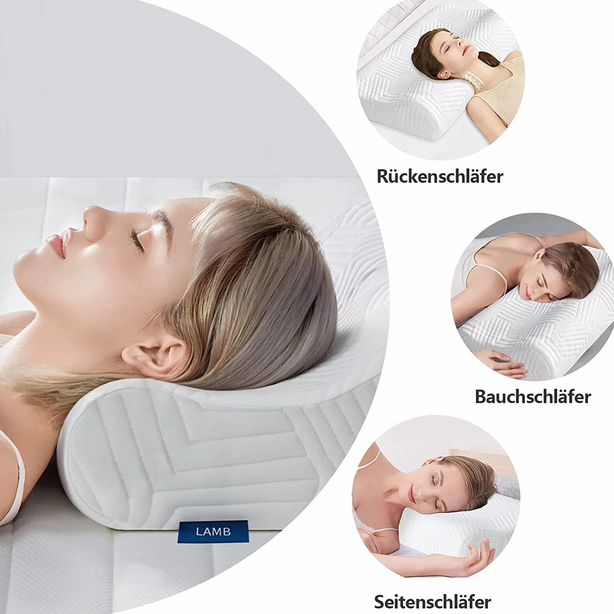 LAMB Poduszka z pianki z pamięcią kształtu o regulowanej wysokości, poduszka pod głowę, poduszka pod szyję, poduszka ortopedyczna pod szyję, ergonomiczna poduszka pod głowę, poduszka przeciw chrapaniu