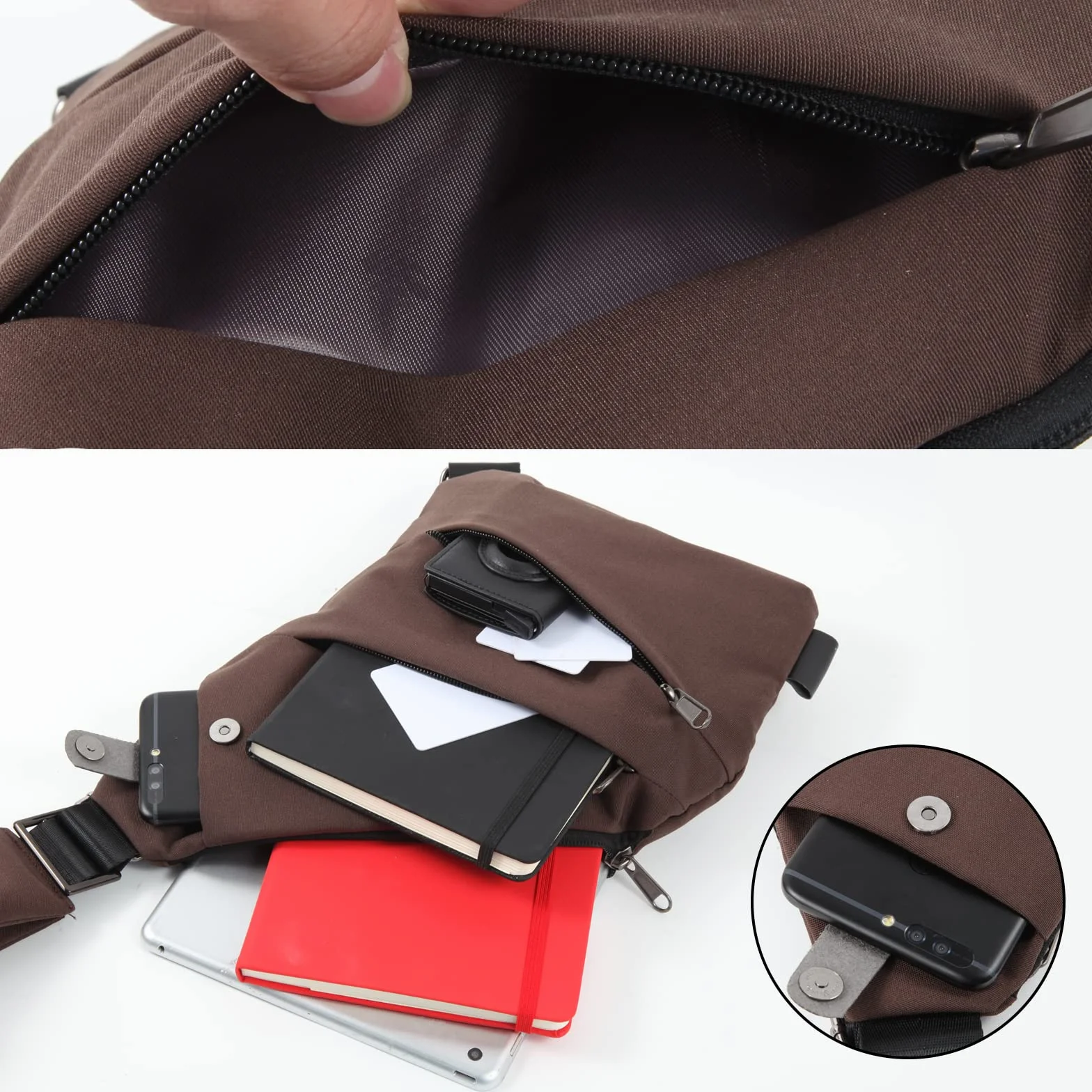 Torba crossbody unisex antykradzieżowa szarfa