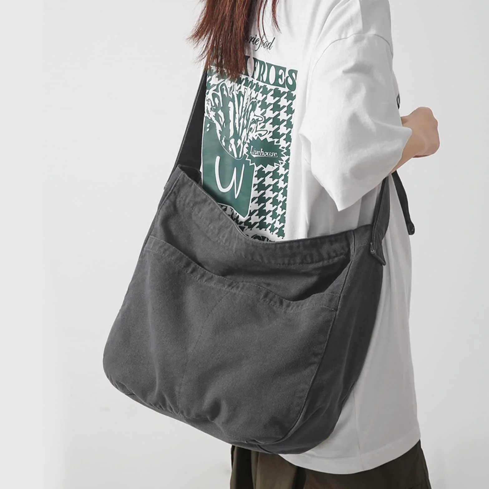 X SIM FITNESSX Unisex torba na ramię Canvas Oxford torba na ramię damska torba na zakupy modna torba materiałowa na co dzień/do biura/szkoły/podróży, szary, 38x20x37 cm, Retro