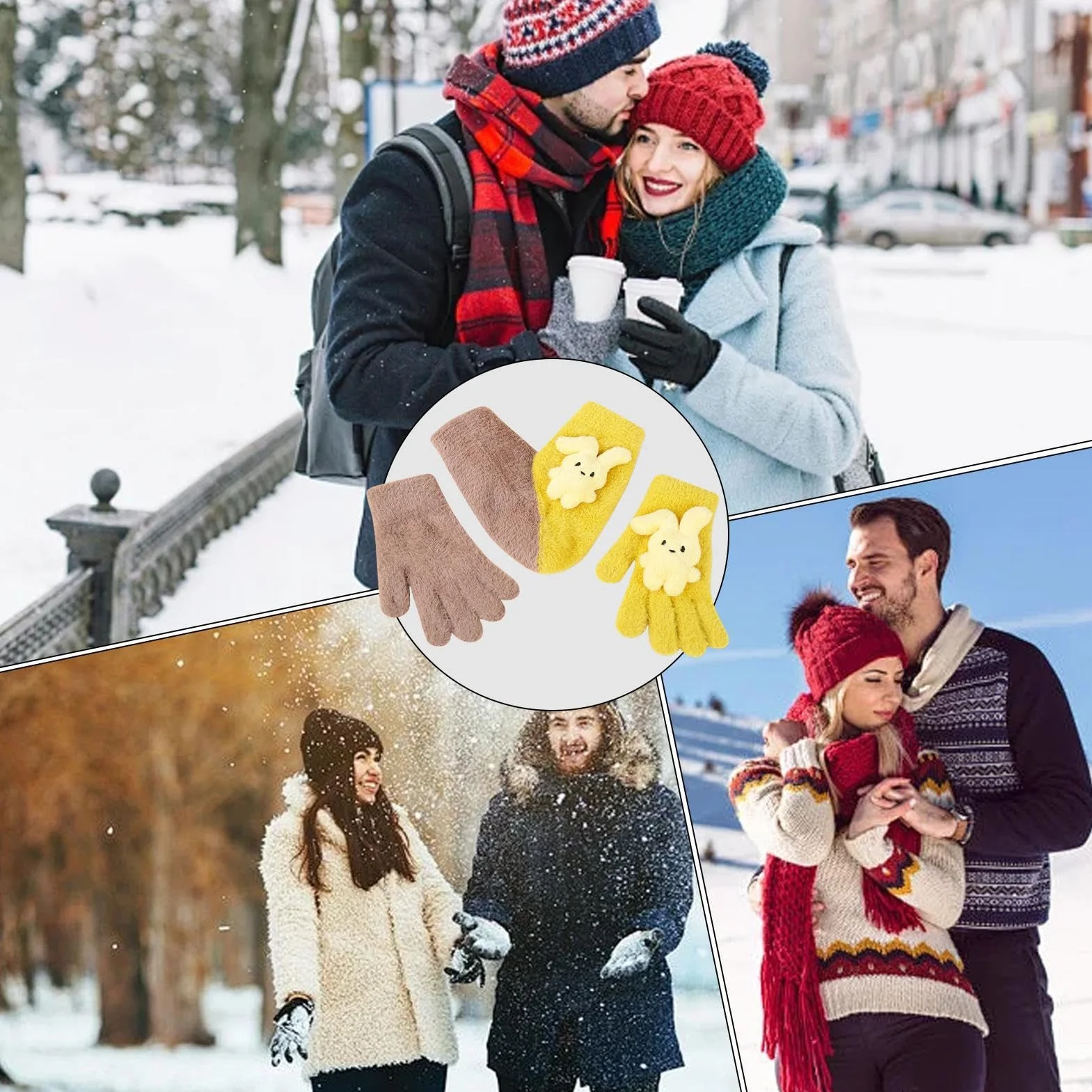 Couple Holding Hands Gloves, Love Gloves for Couples, Touchscreen Couple Gloves, Funny Couples Gloves, Romantic Winter Gloves, Cold Weather Couple Gloves, Hand-Holding Gloves