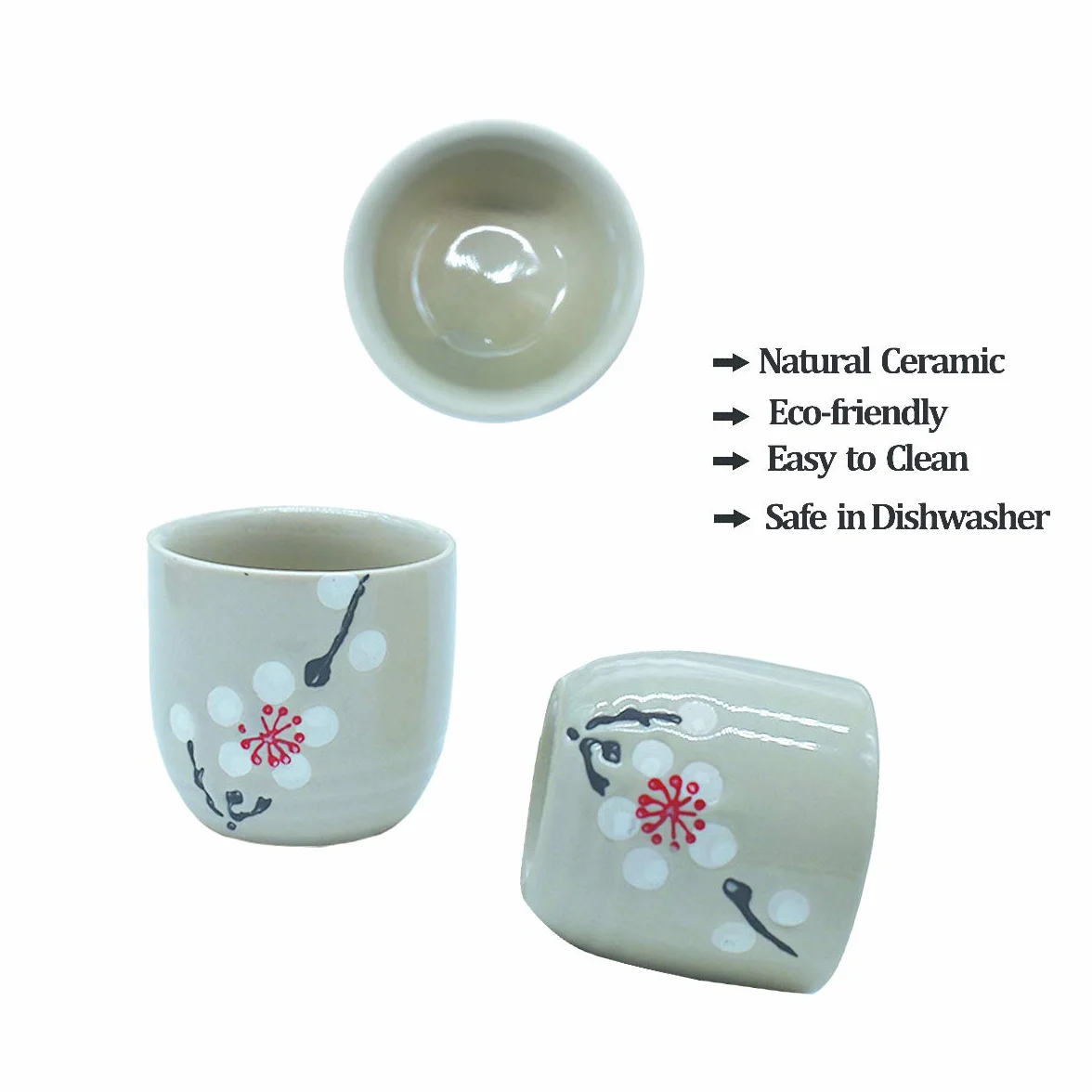 Zestaw do sake, 5-częściowy, ręcznie malowany, japoński, kwiat wiśni, kubki do sake, ciepły winogronowy rondel, tradycyjne filiżanki, kieliszki do wina, zestaw do ręcznego malowania, prezent