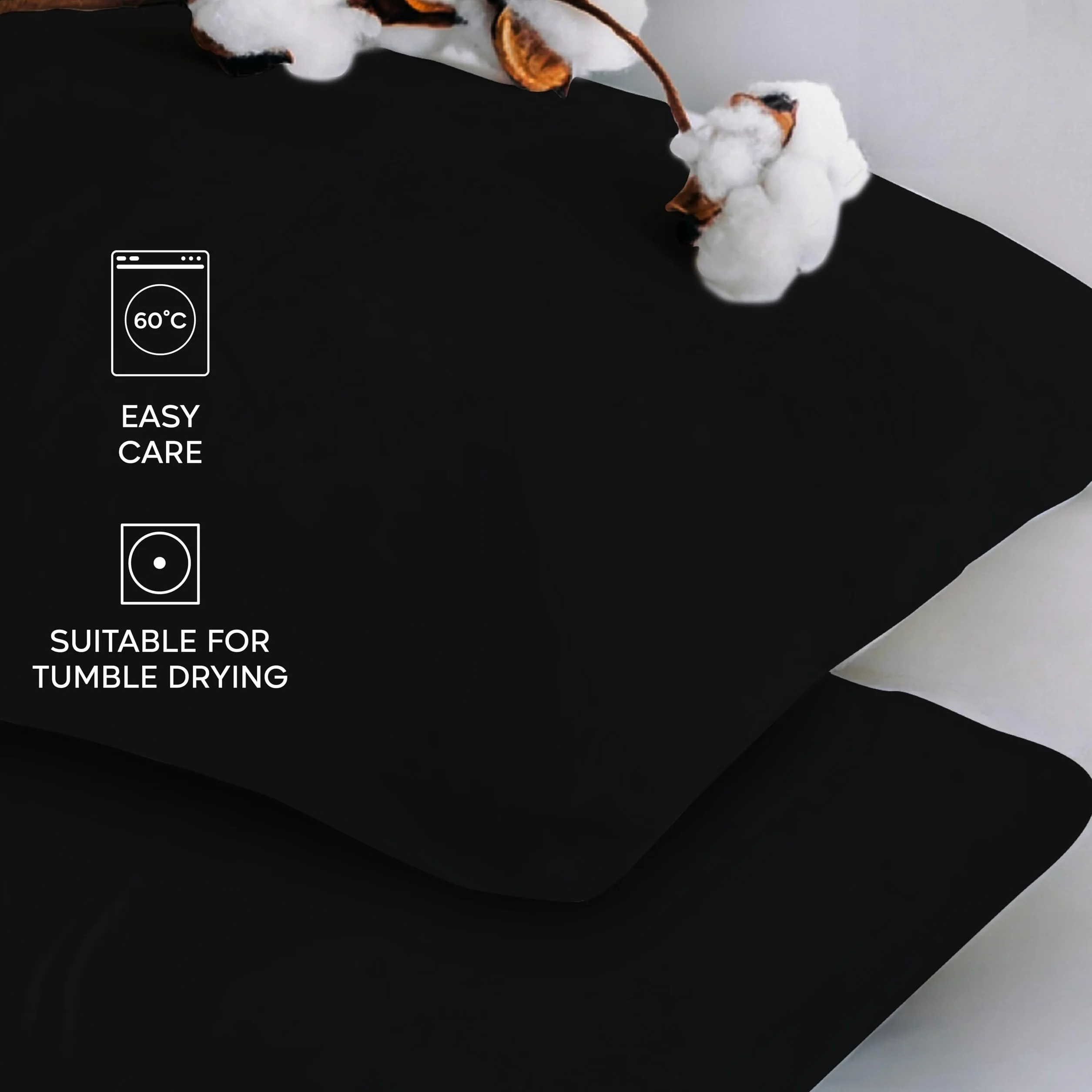 Poszewka na poduszkę Twinzen® 30x30 cm (zestaw 2 szt.) - 100% bawełna Jersey 150 GSM - Czarna - Poszewka na poduszkę 30x30 cm - Poszewka na poduszkę z zamkiem błyskawicznym - Certyfikat Oeko-Tex