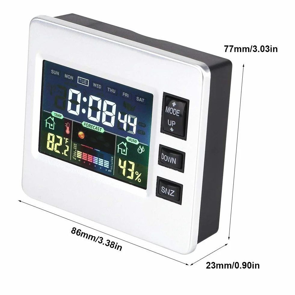 Yosoo LCD cyfrowy budzik prognoza pogody zegar wilgotność temperatura wyświetlacz termometr higrometr Monitor stacja pogodowa do biura domowego