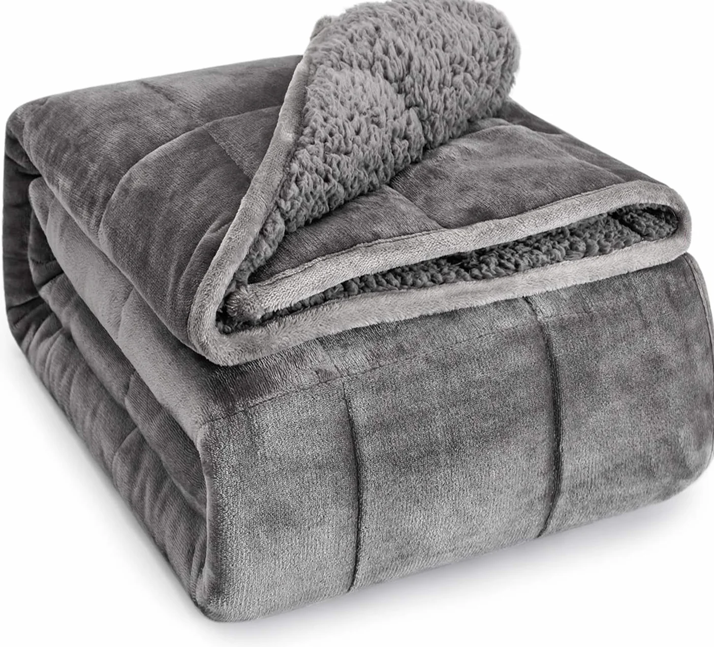Sivio koc obciążeniowy 7kg Sherpa flanelowy dwustronny Queen 150x200cm szary