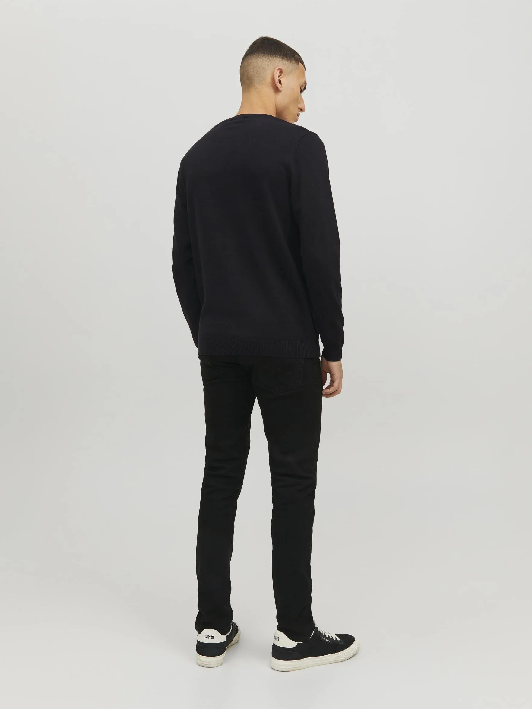JACK & JONES Jjebasic Knit Crew Neck Noos Sweter Mężczyźni, Czarny, M