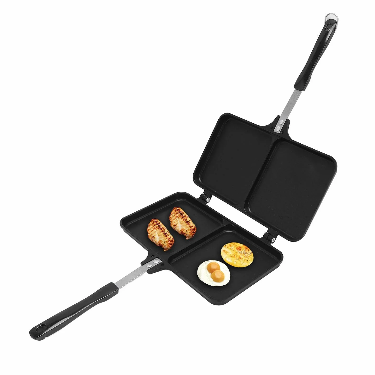 Patelka Aluminiowa Dwustronna Bystry Smażenie Panini z Uchwytem Odłączoną Grillowaną Klapką
