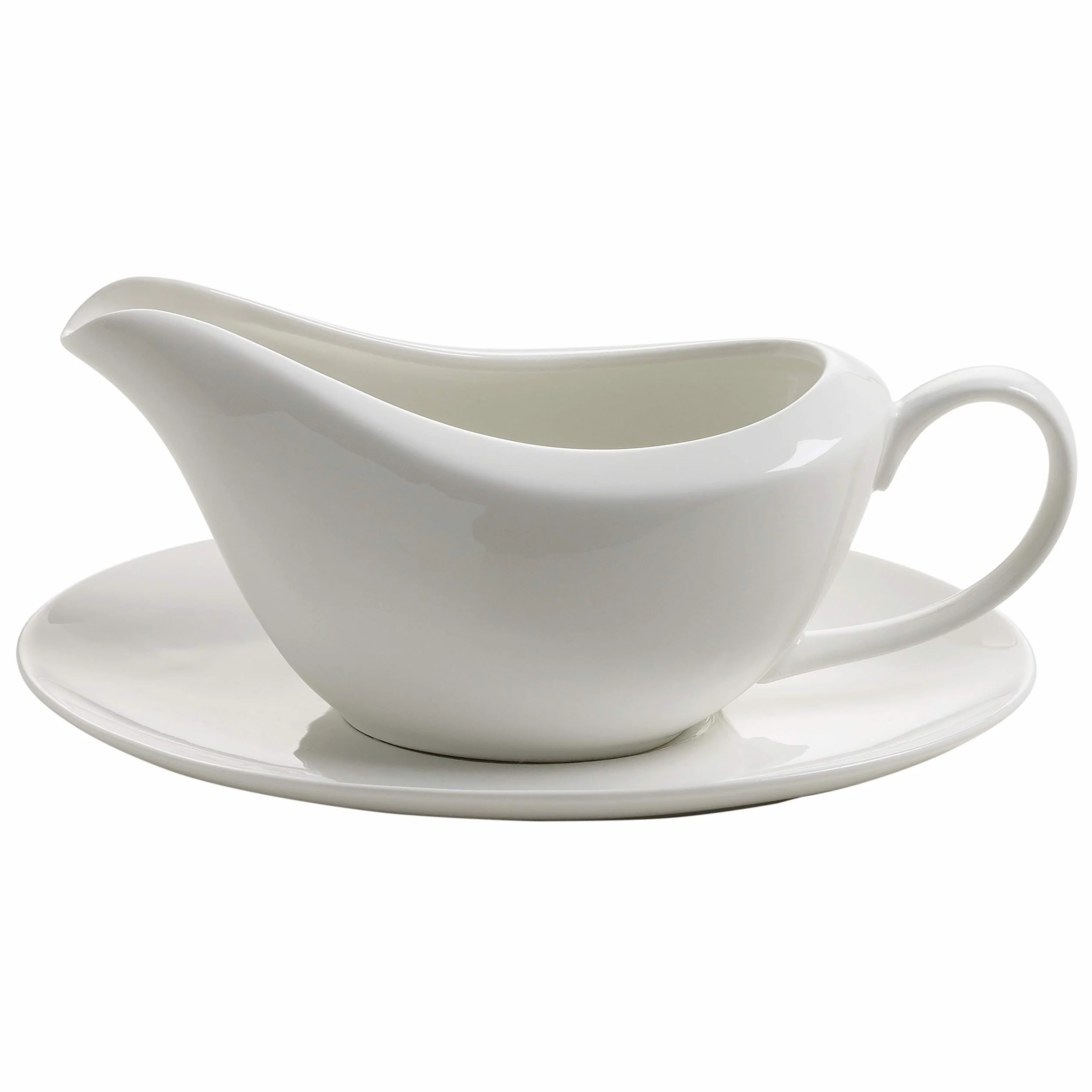 Maxwell & Williams sosjerka ze spodkiem 220 ml porcelana biała gładka dzbanek do sosów