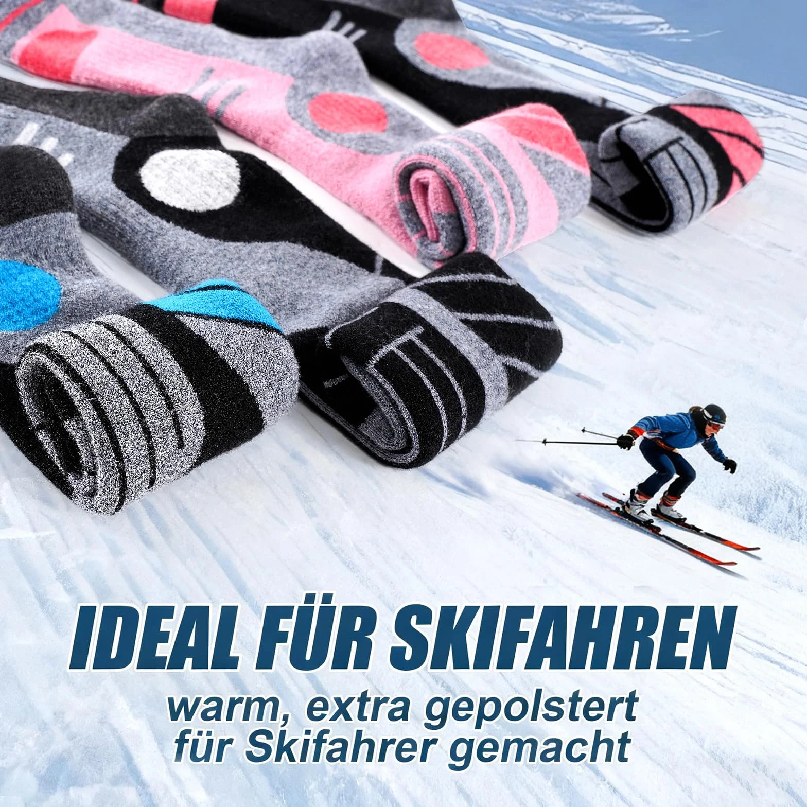 SukModen 2 Pary Skarpetki Narciarskie Wełny Merino Dla Dam i Panów, Grzewcze Termiczne Grube Skarpetki Zimowe Na Zimową Pogodę, Śnieg, Narciarstwo, Snowboarding, Polowanie, Wędrowanie