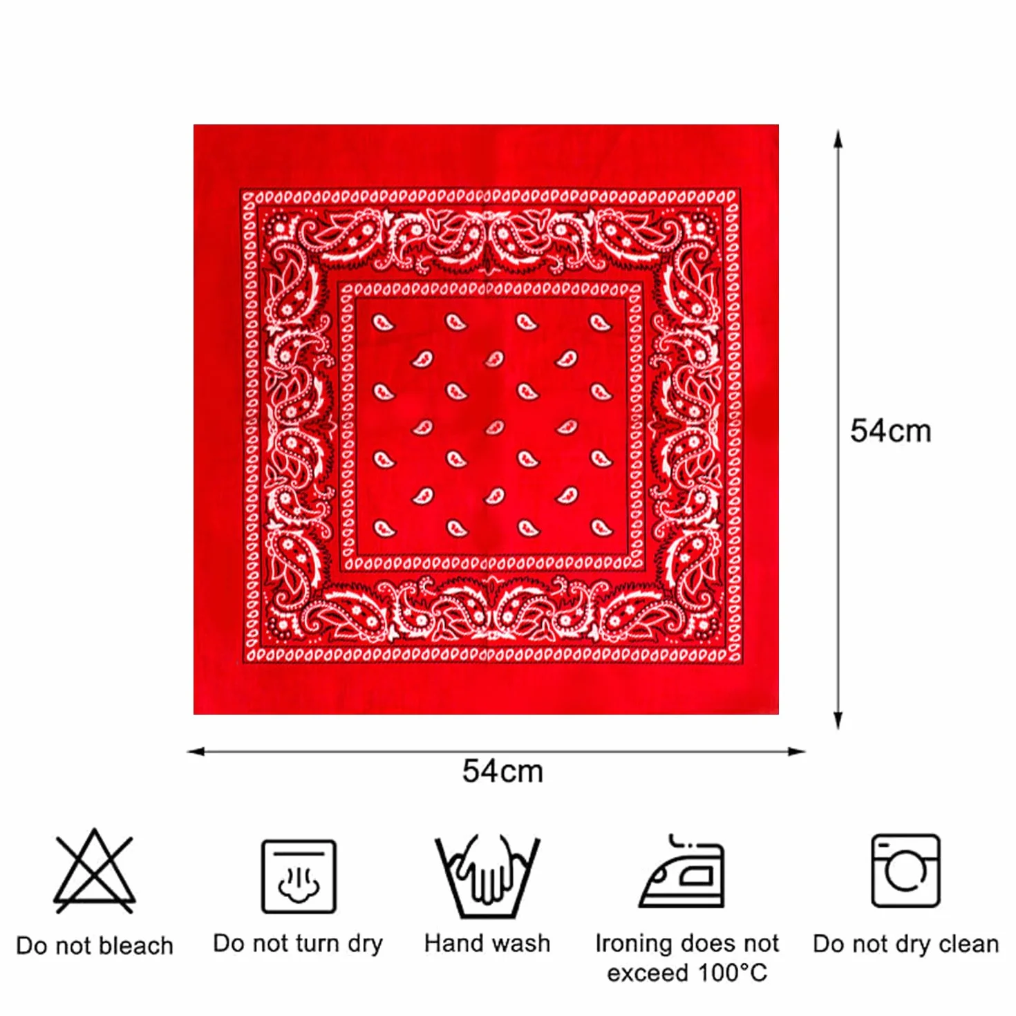 8 sztuk bandany 54 x 54 cm, bandana damska, duża, w stylu retro, dla mężczyzn, miękka i oddychająca, unisex, można nosić jako krawat, maskę, bandanę i opaskę na czoło, czerwony, Rozmiar
