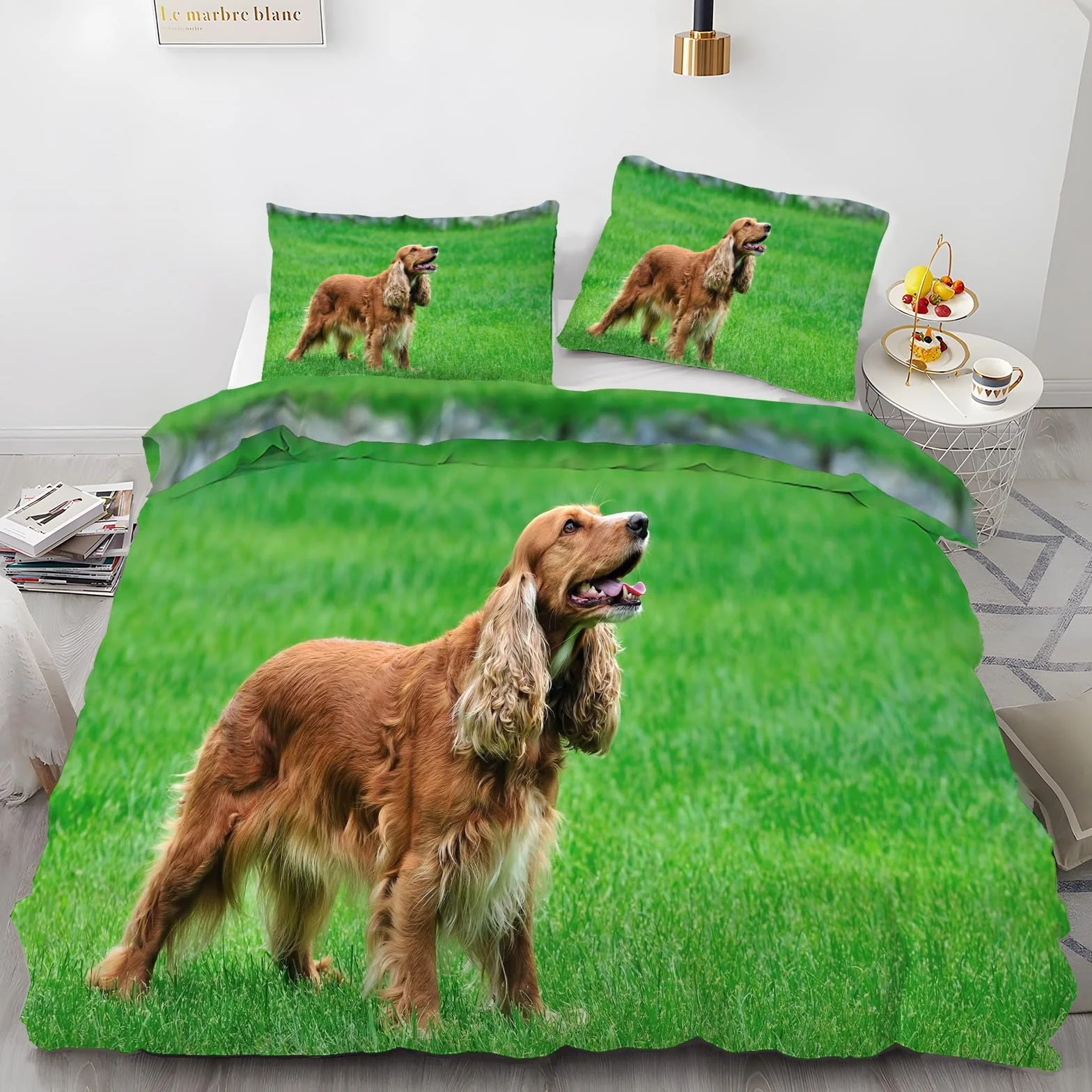 BAIL Pojedynczy zestaw pościeli Cocker Spaniel Trawa 50x75 cm