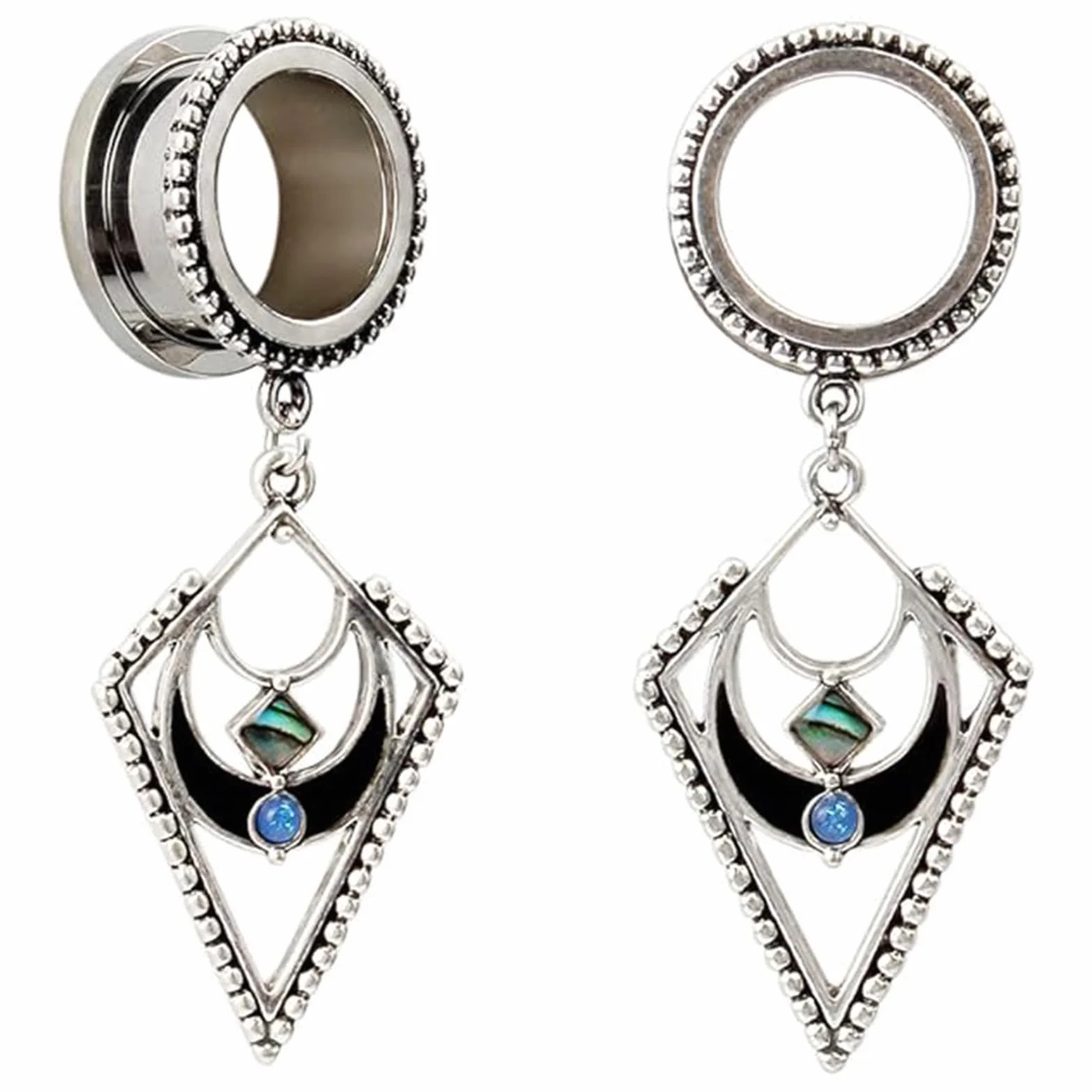 HuaCan tunele i zatyczki do uszu - 2 szt. tunele do ciała średnica stal nierdzewna podwójnie rozkloszowany wkręcany wisiorek styl boho ekspandery 6 mm-20 mm e Stal nierdzewna, colore: Gauge-12mm(1/2"), cod. UK-MX036-12mm-Pair