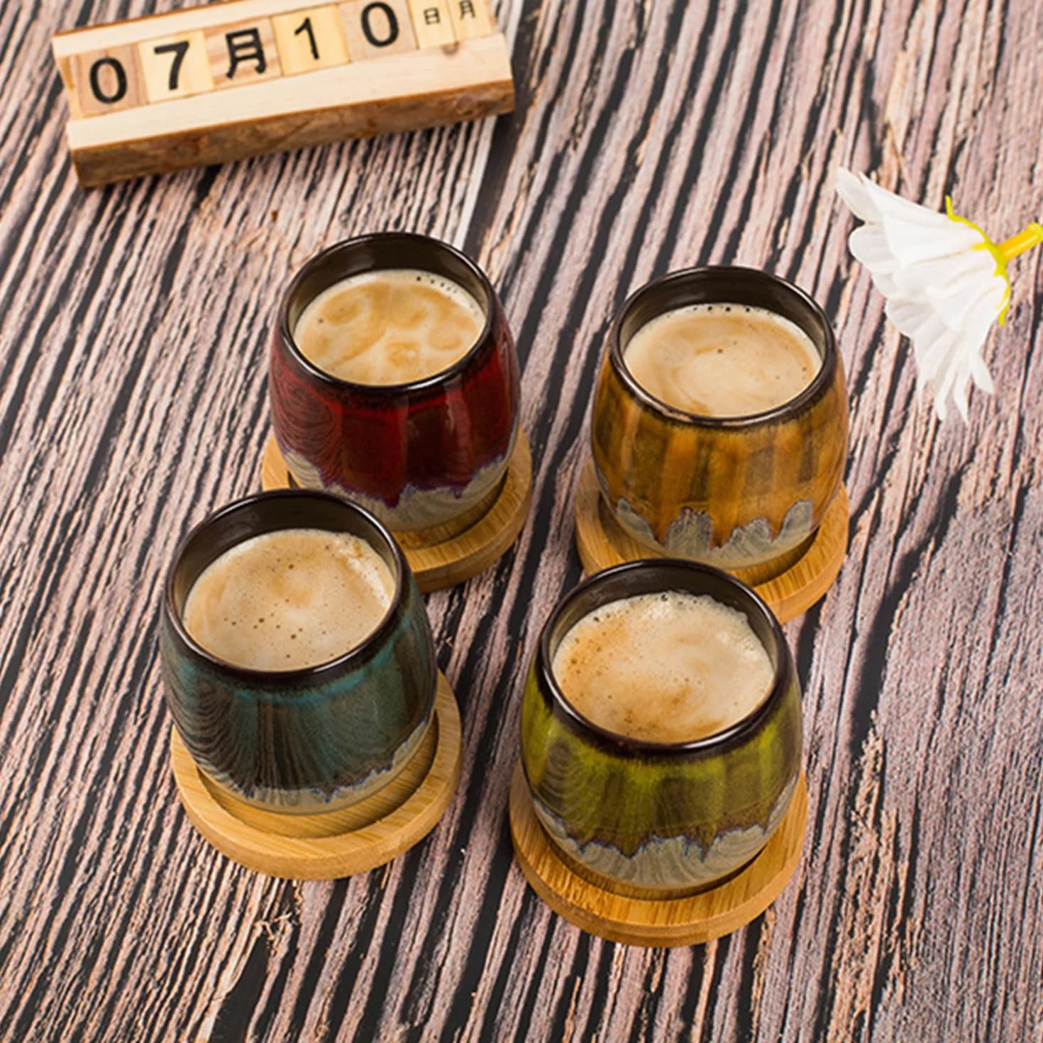 ERBO Filiżanki do espresso 80 ml ceramiczne zestaw 4 sztuk