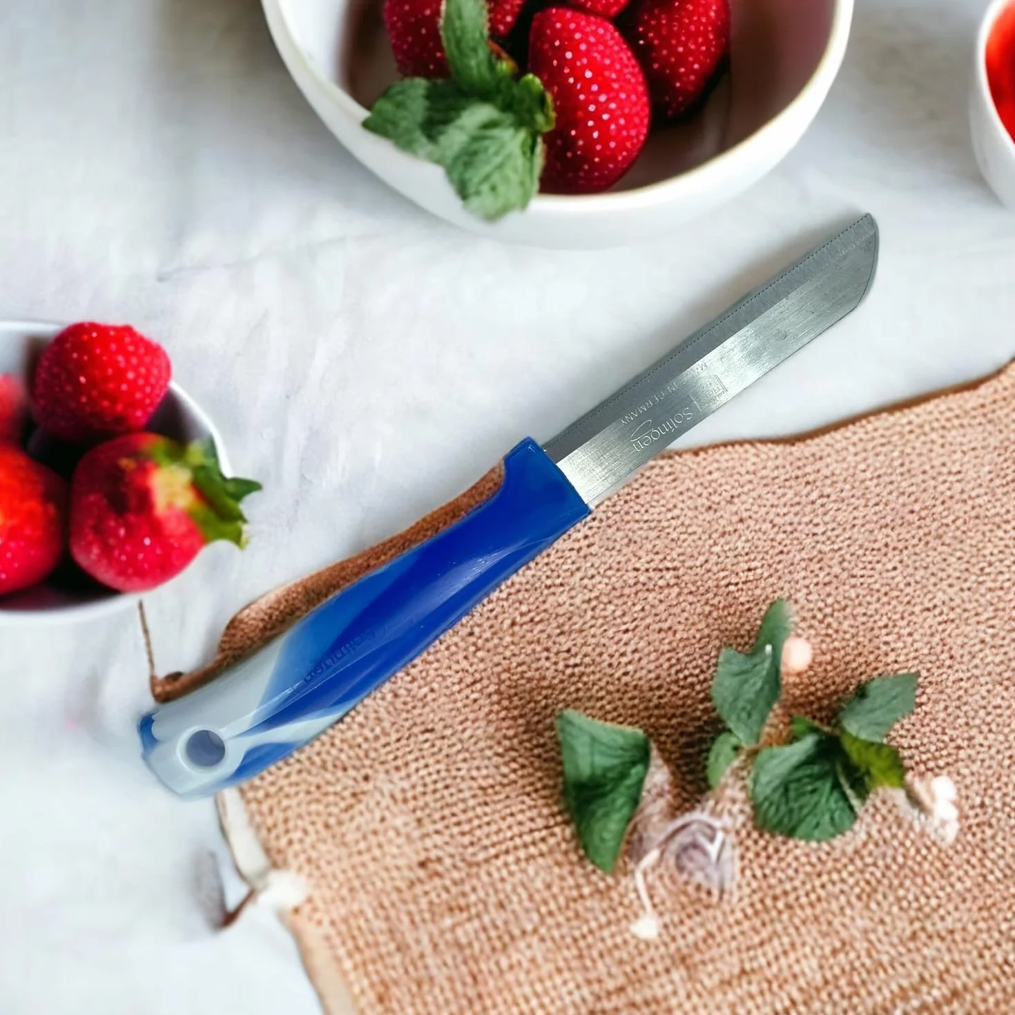 Solingen Nóż stołowy, 6 sztuk, wyprodukowano w Niemczech, nóż do warzyw, nóż uniwersalny, szlif falisty | nóż do owoców, nóż kuchenny (brązowy)