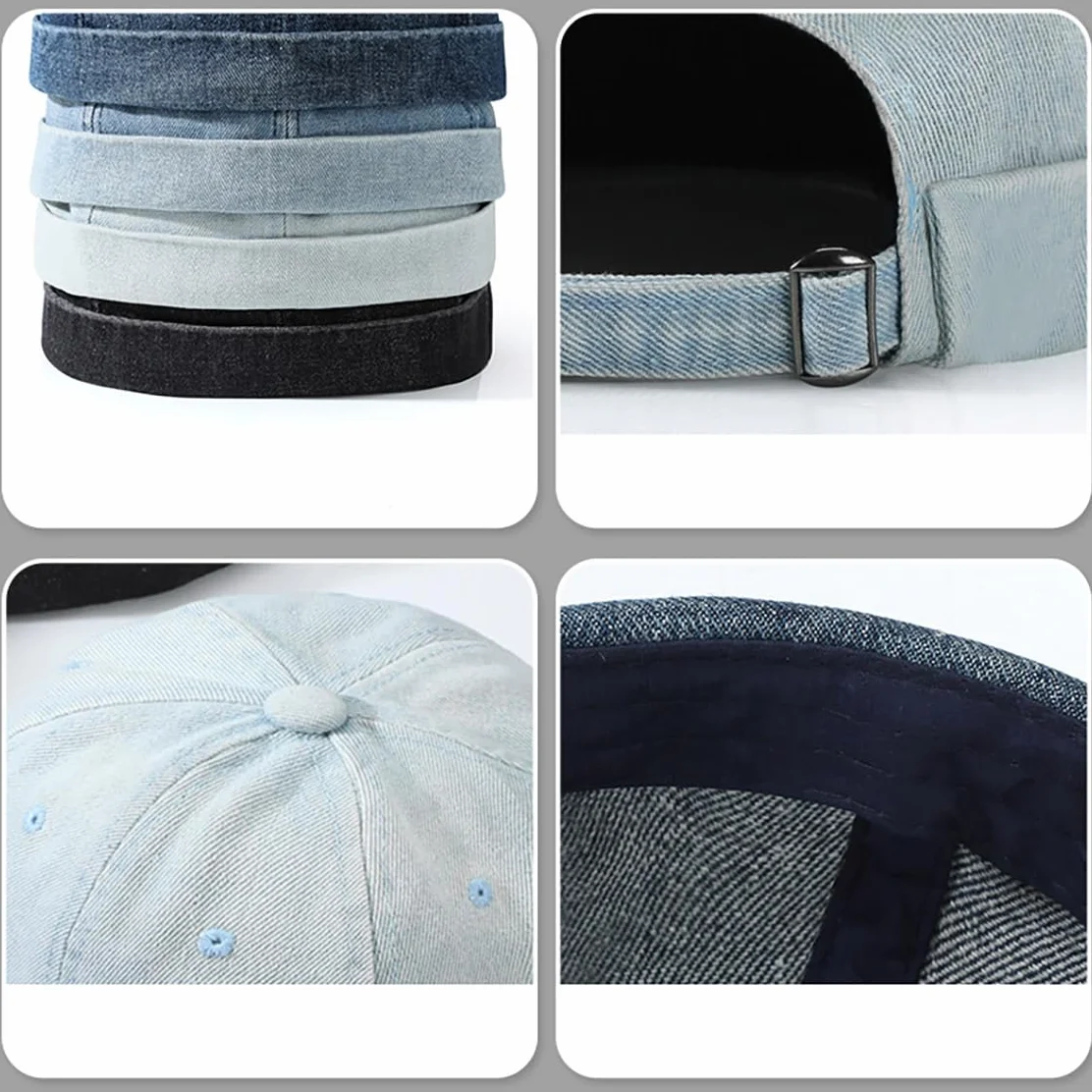YAMEE Czapka dokerka unisex denim, bez brzegów czapka na zegarek z podwiniętym mankietem damska stylowa czapka żeglarska męska oddychająca regulowana czapka portowa damska vintage czapka zimowa damska