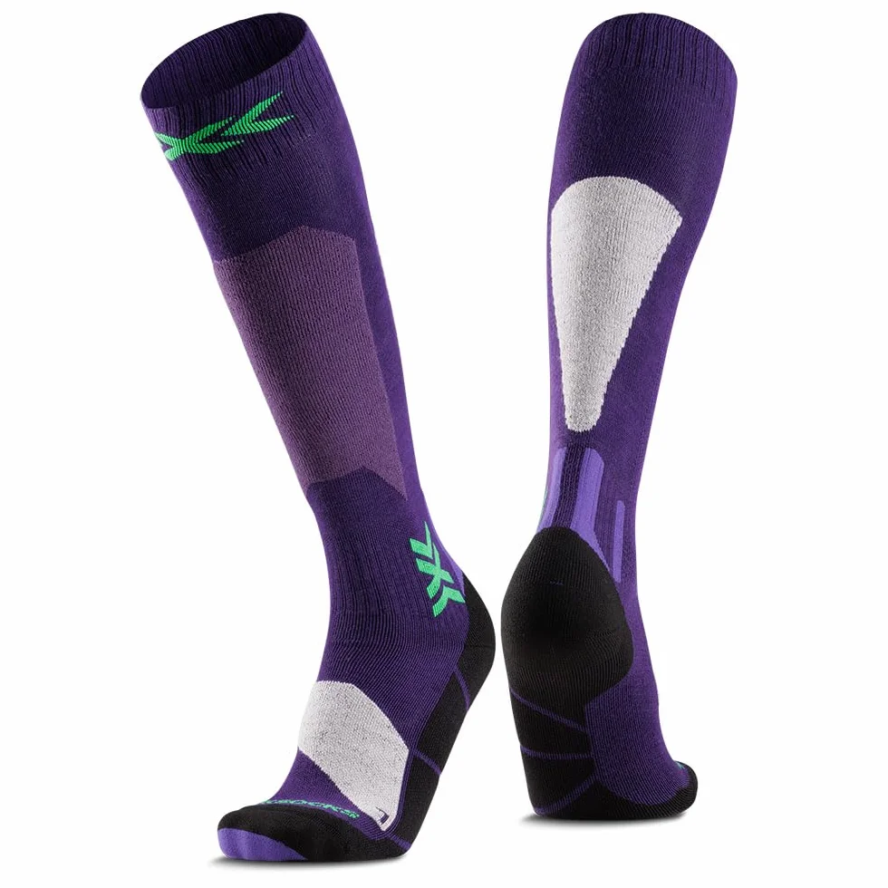 X-Socks Ski Discover OTC - wysokowydajne skarpety narciarskie zapewniające komfort i wsparcie - bandaż O-Ring zapewniający stabilność - idealne do jazdy na nartach - Głęboki fiolet/jasny piasek, 45-47