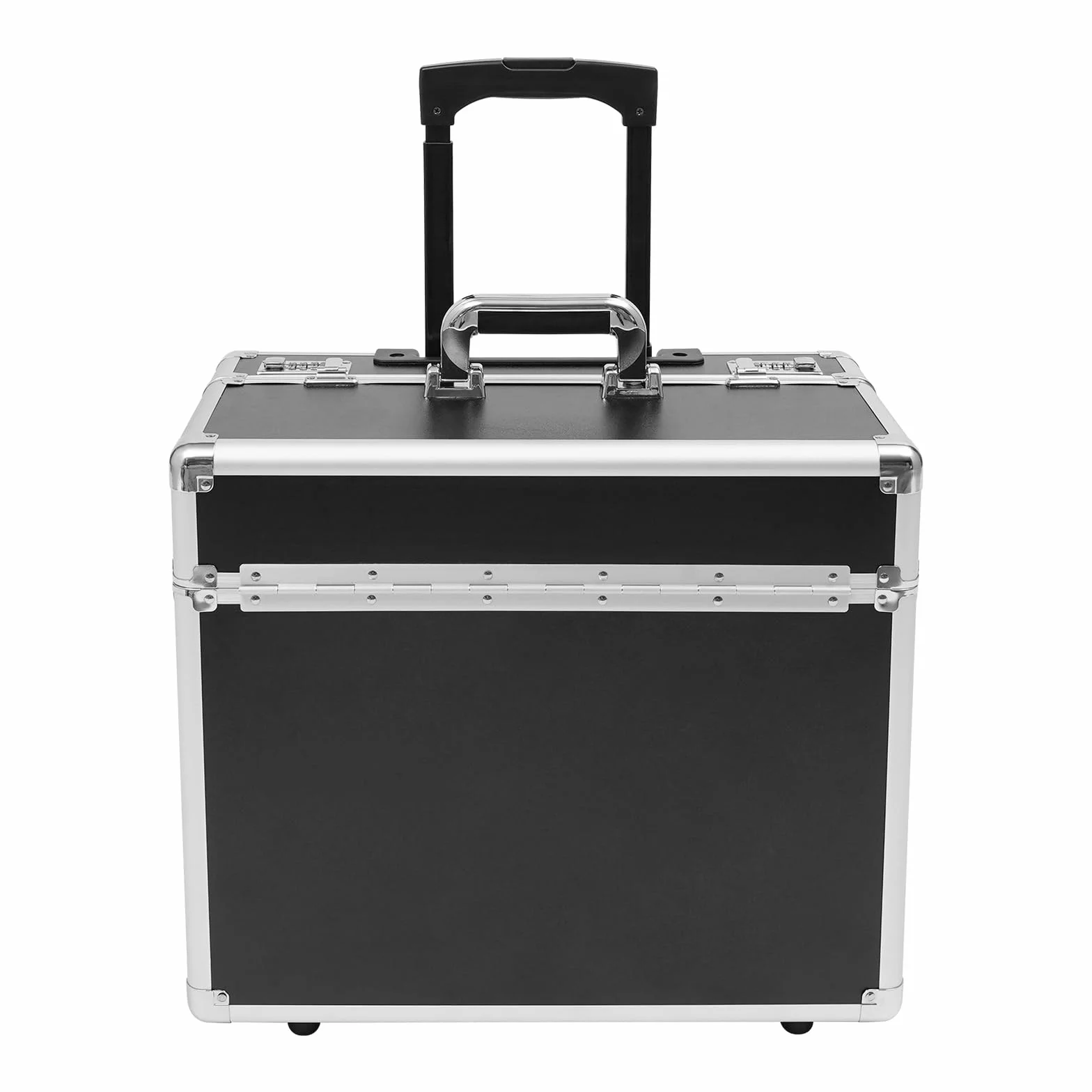 Walizka na dokumenty z aluminium, na dokumenty z zamkiem szyfrowym i uchwytem teleskopowym, duży mobilny organizer biurowy z przegródkami, ciche kółka, do podróży i biznesu, czarny, Walizka na