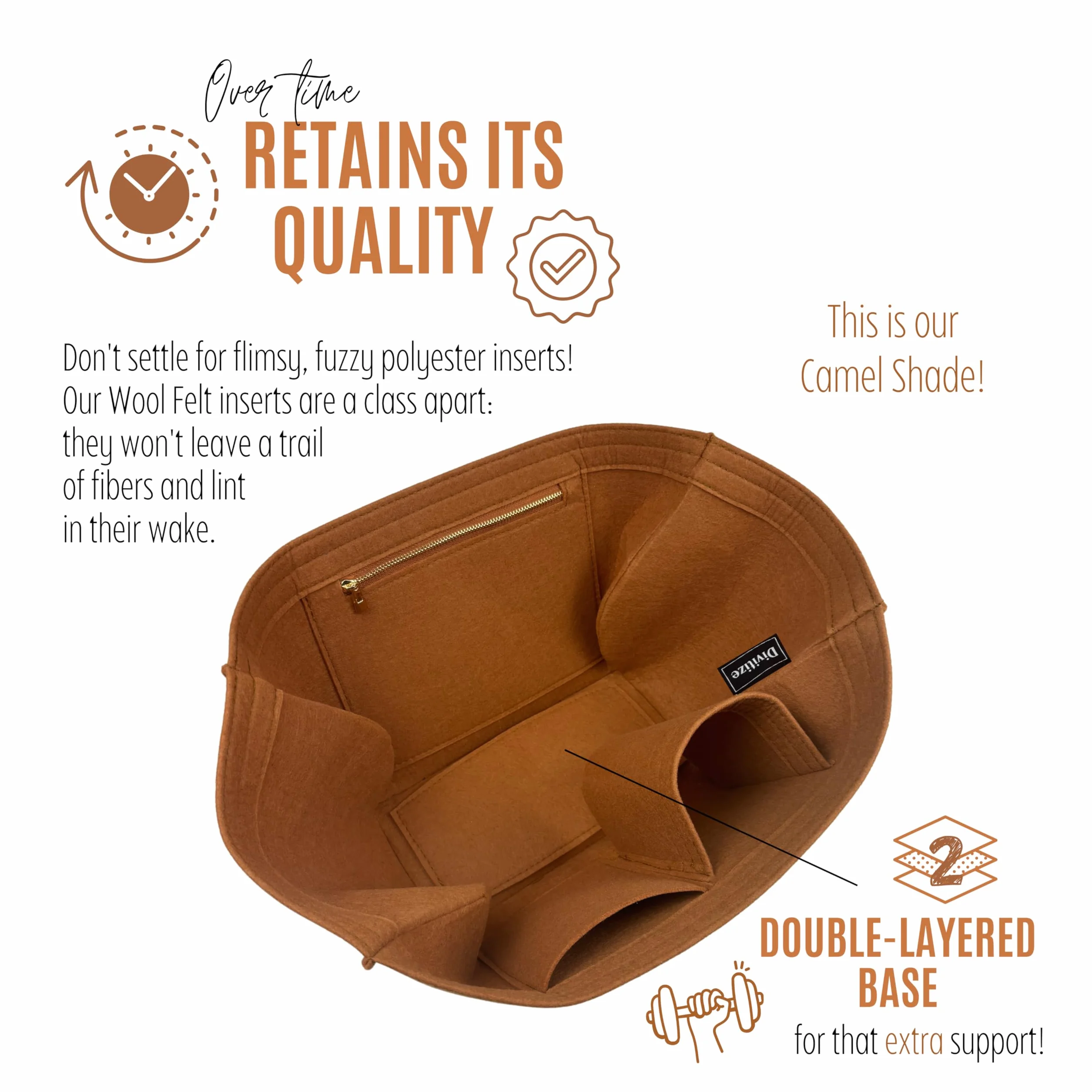 Divitize Premium Organizer kompatybilny z Cyme Mini/Large - w ręcznie robionym filcu, całkowite pokrycie, wzmocniona podstawa, wykonanie na zamówienie, 24+ kolorów (Sienna, dla Mini Cym*)