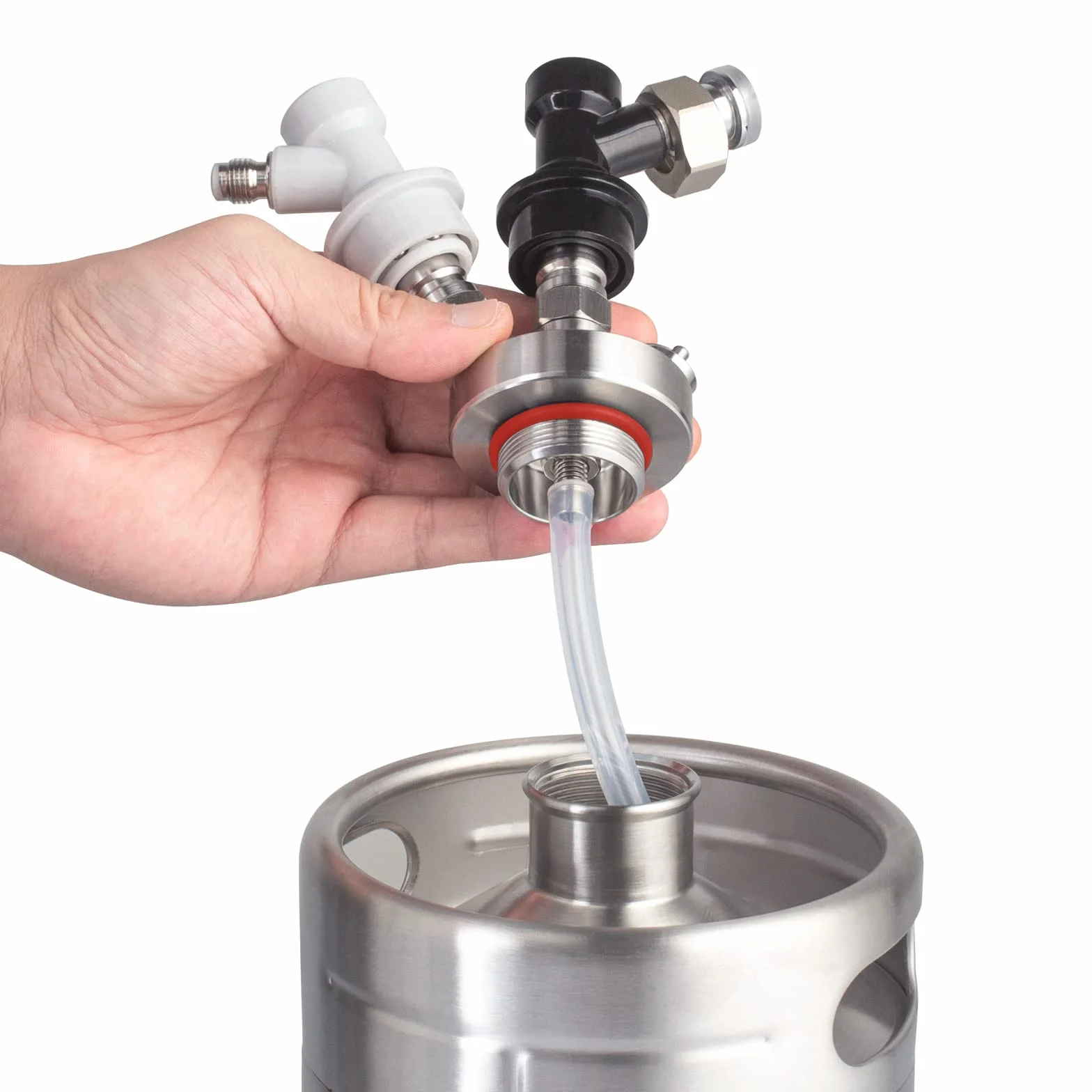 TMCRAFT Mini dozownik do keg, stal nierdzewna, obie kulki Lock Speer, przyłącze do piwa z wężem do piwa 130 cm dla growlera