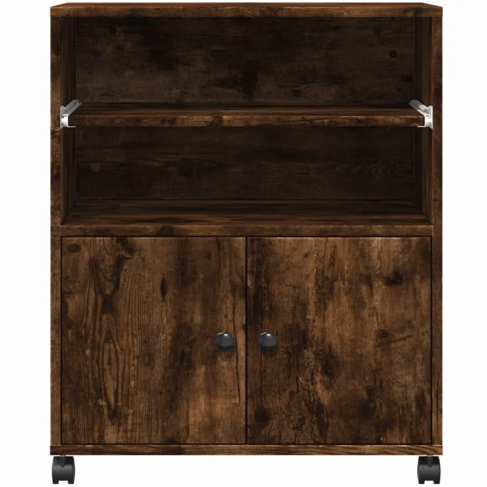 vidaXL Szafka pod drukarkę z kółkami 60x48x74 cm przydymiony dąb