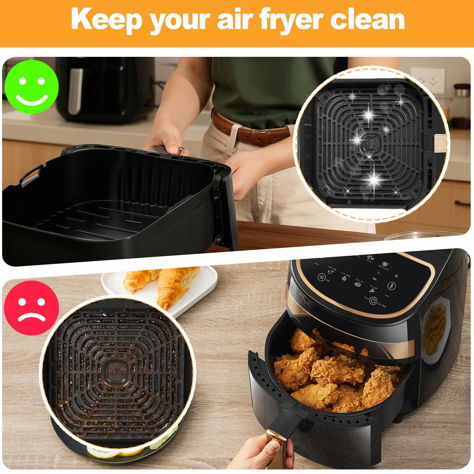 2 szt. Airfryer akcesoria do Cosori Turbo Tower 10,8 l, Double Stack Airfryer, silikonowa forma do frytkownicy na gorące powietrze, akcesoria do COSORI DC111, DC112 i DC113S (6,5 l i 4,3 l)