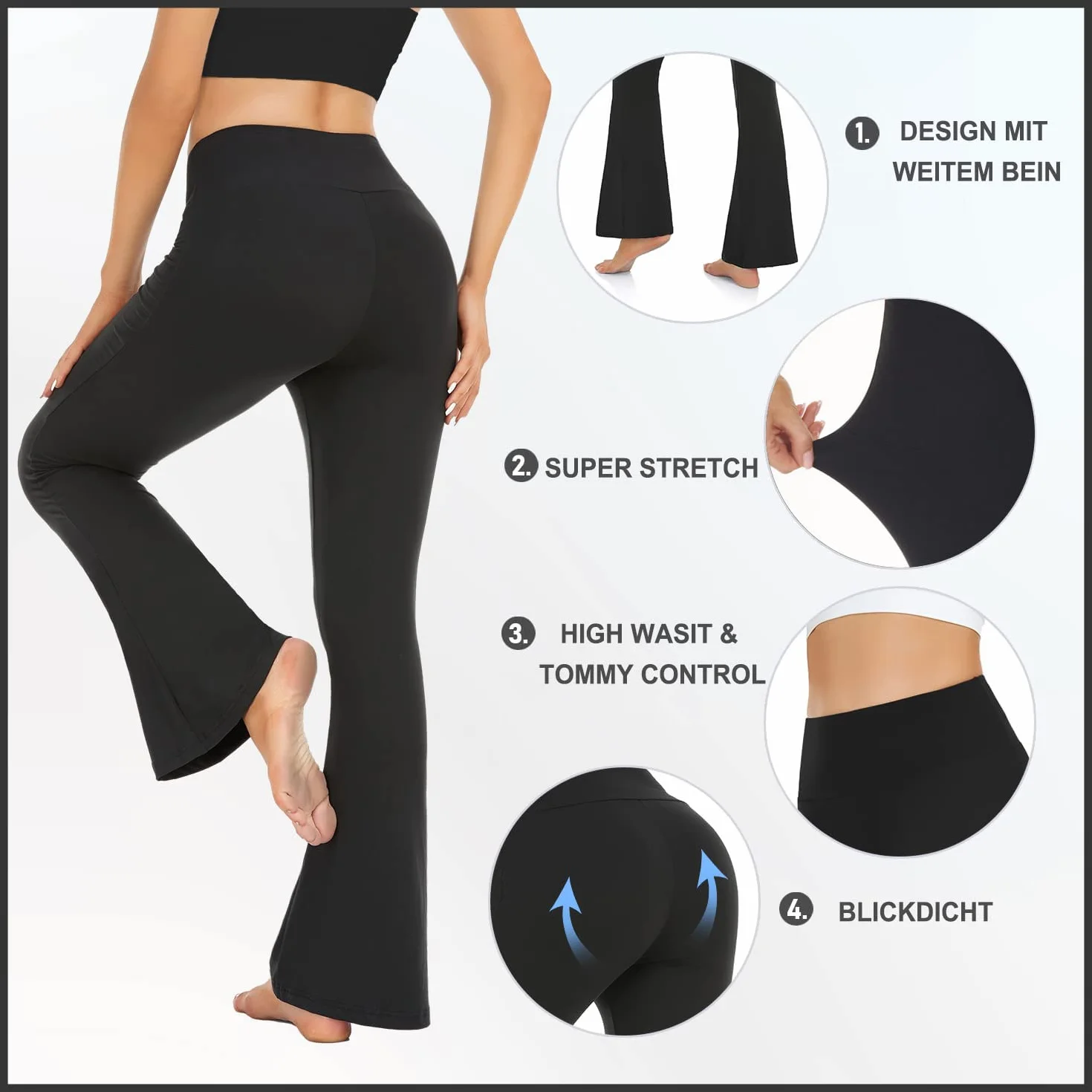 ACTINPUT Damskie spodnie do jogi, nieprzezroczyste, rozkloszowane legginsy, bootleg, spodnie sportowe, bootcut, spodnie do joggingu, spodnie do fitnessu, jazzpants