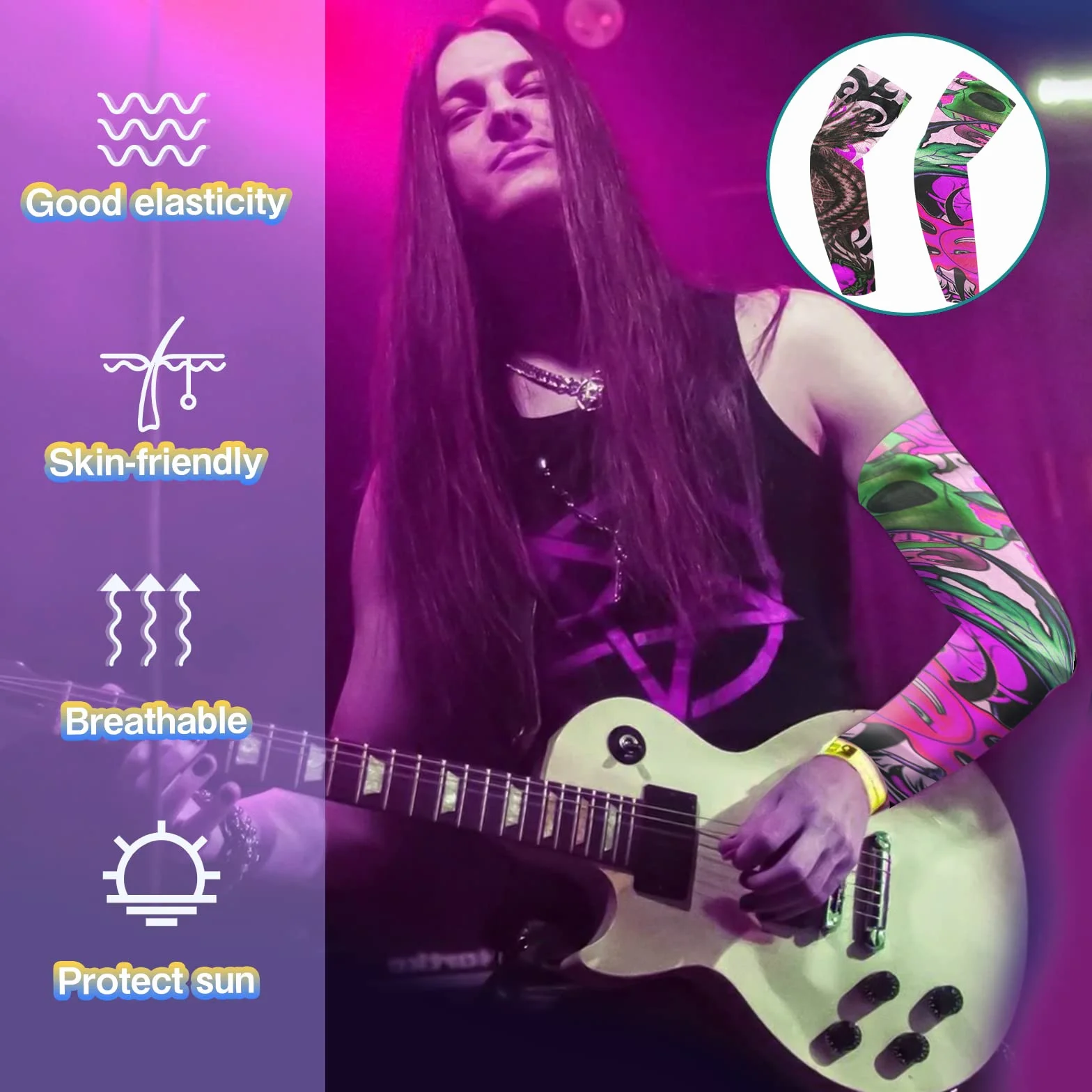 11 szt. Rock Star Fancy Dress Punk Akcesoria Rockstar Akcesoria Rockstar Fancy Dress 80s Rock Star Kostium Disco