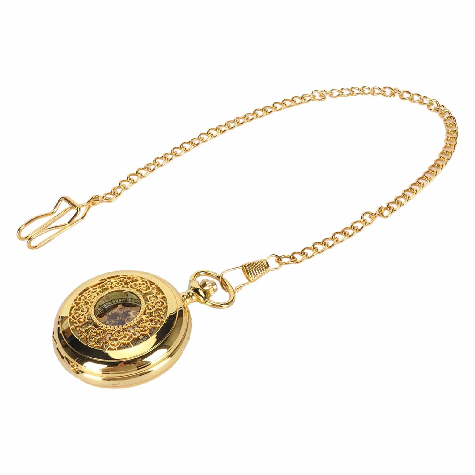 Mechanical Pocket Watch Hand Wind Pocket Zegarek Luminous Skeleton Zegarek z łańcuchem dla Mężczyzn Women Vintage Style
