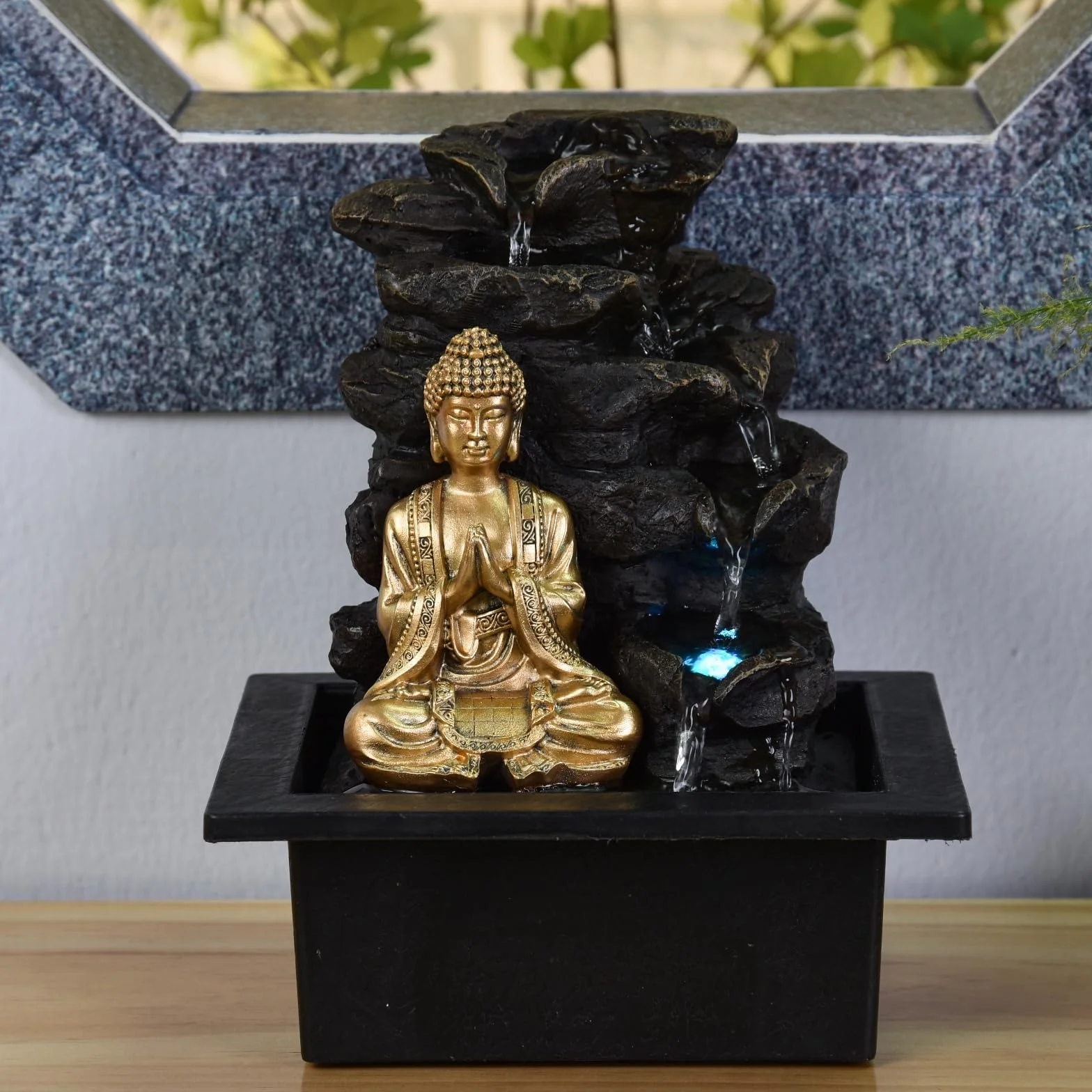 Zen'Light Shira fontanna pokojowa z pompą i oświetleniem LED, żywica syntetyczna, rozmiar uniwersalny
