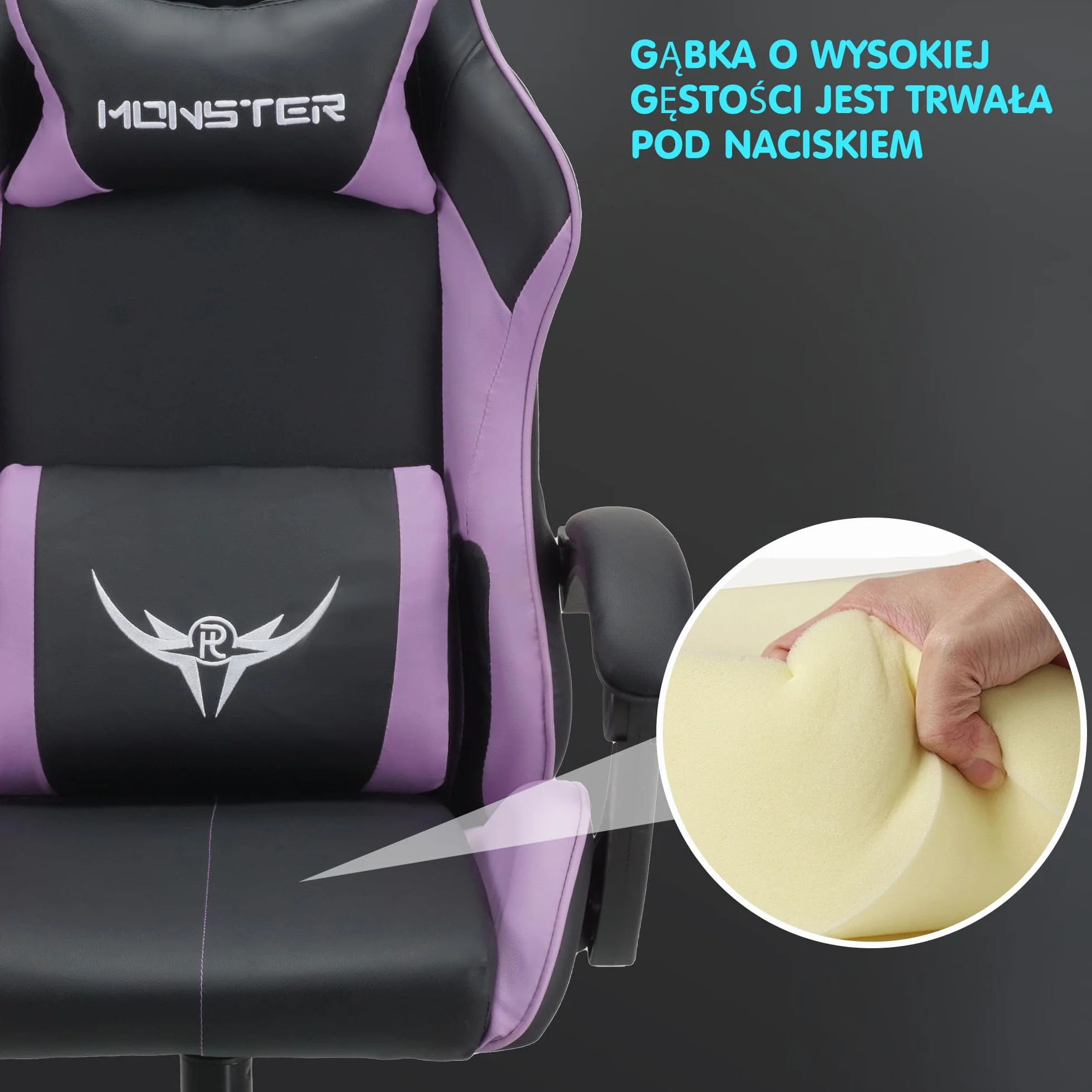 Krzesło do gier biurowe obrotowe ergonomiczne skórzane Fioletowy