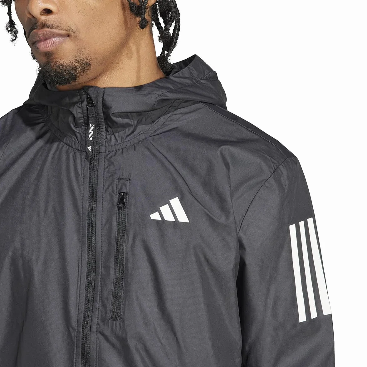 adidas Mężczyźni Own the Run Jacket, Black/White pocket, M