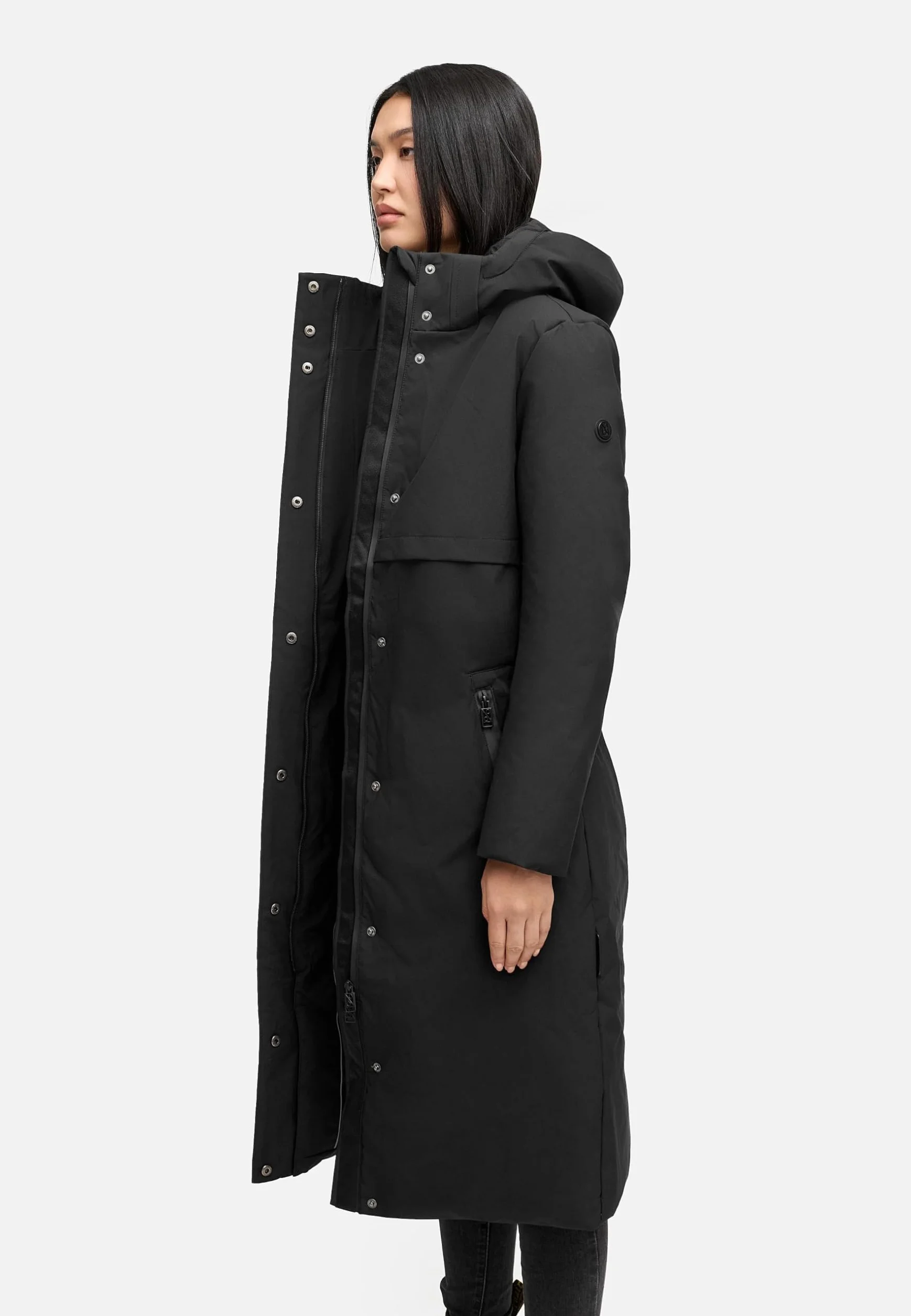 Navahoo Damski płaszcz zimowy, ciepła, wodoodporna parka z (zdejmowanym) kapturem i paskiem w talii, Waldbummler 14 XS-3XL