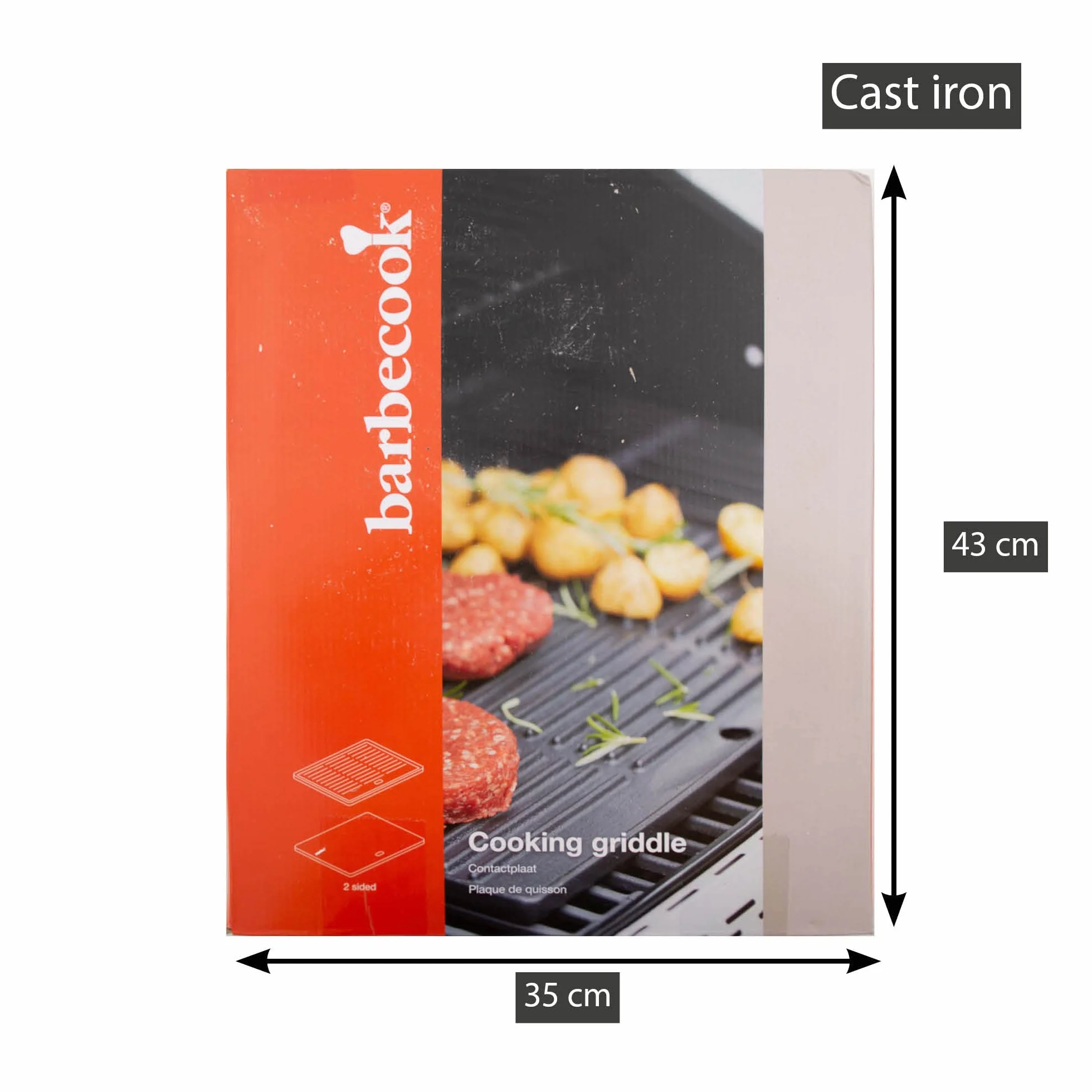 barbecook Uniwersalna płyta grillowa żeliwna 43 x 35 cm czarna