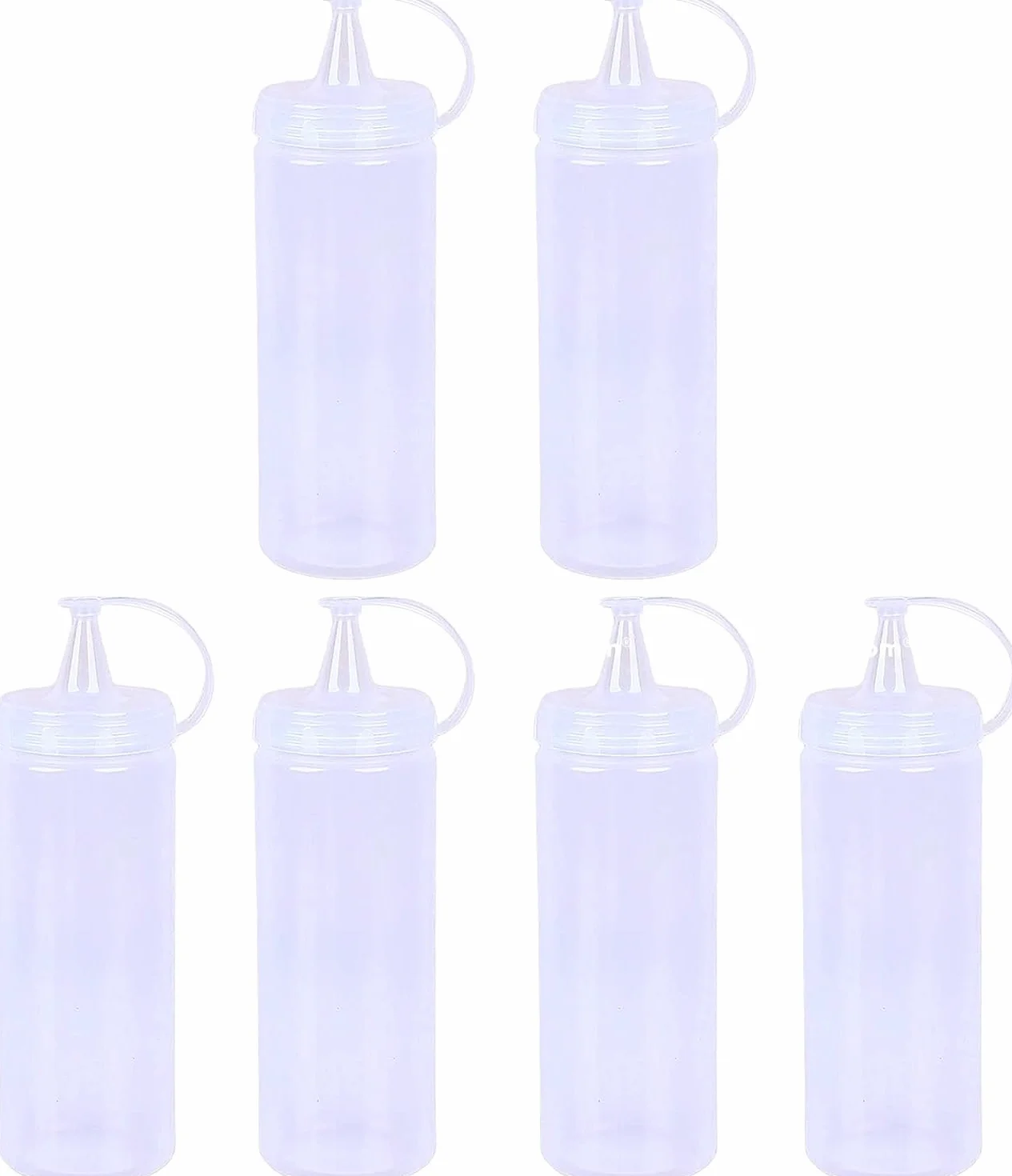 Squeeze butelka na sos z nakrętką, przezroczysta, plastikowe dozowniki 400 ml, wielofunkcyjna, bez BPA, idealne przyprawy, kuchenne, keczup, sos do grilla, sałatka, oliwa, wielokrotnego użytku, pojemniki z pokrywkami (zestaw 6 szt.)