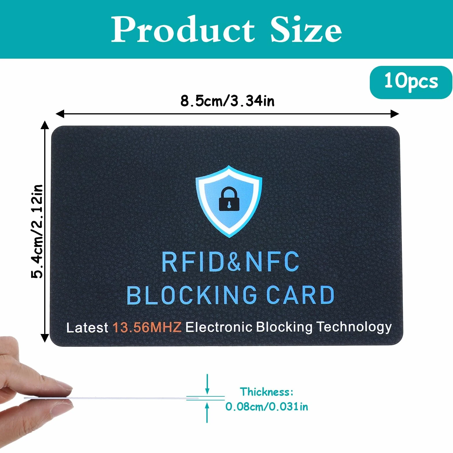 10 sztuk kart blokujących RFID, ochrona przed utratą danych radiowych, karty blokujące RFID/NFC, ultracienkie, do portfela, kart debetowych, kart kredytowych, paszportów, zapobiegania