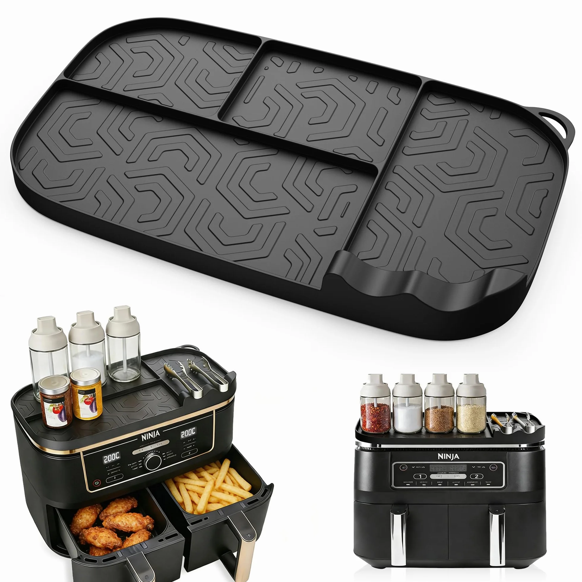 Akcesoria do frytkownicy na gorące powietrze Ninja AF500EU AF400EU AF451EU, akcesoria do Airfryer, mata silikonowa, regał do przechowywania z obszarami funkcyjnymi do Ninja Foodi Max Dual