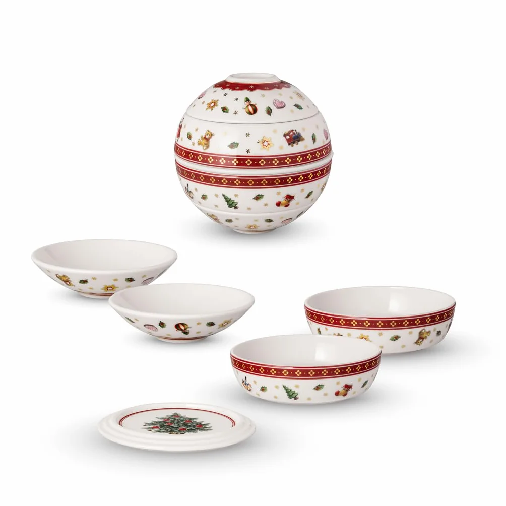Villeroy & Boch – Toy's Delight La petite Boule, komplet naczyń porcelanowych, naczynia świąteczne, zestaw misek, można myć w zmywarce, można używać w kuchence mikrofalowej, wielokolorowy