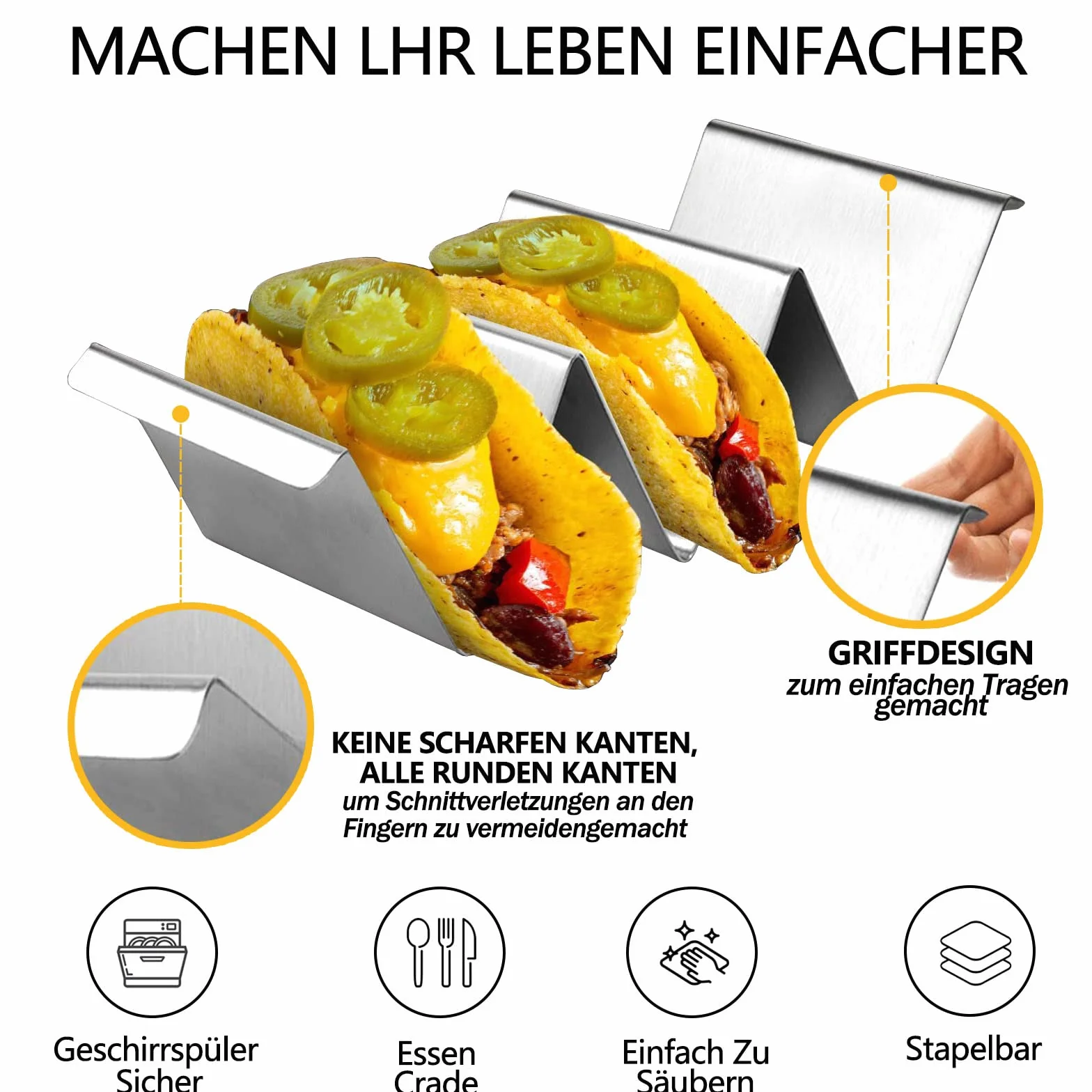 Taco uchwyt na kanapki, do restauracji, domu, na piknik, imprezę, festiwale, 2 sztuki