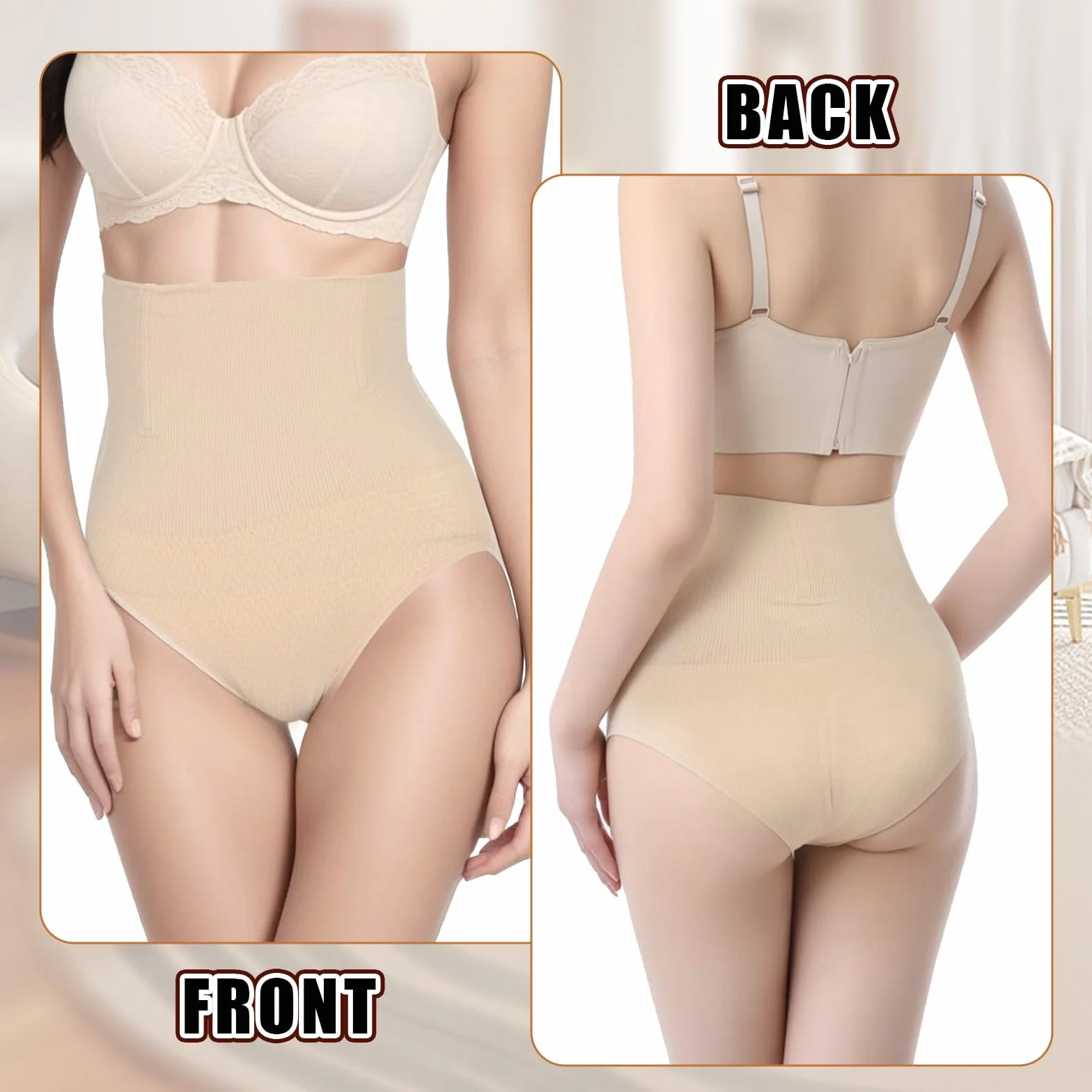 Qianyu Bielizna modelująca brzuch kontrola ciała modelująca brzuch kontrola majtek bielizna wygodne wyszczuplające majtki z wysokim stanem klapsy dla kobiet, Kolor, M-XL